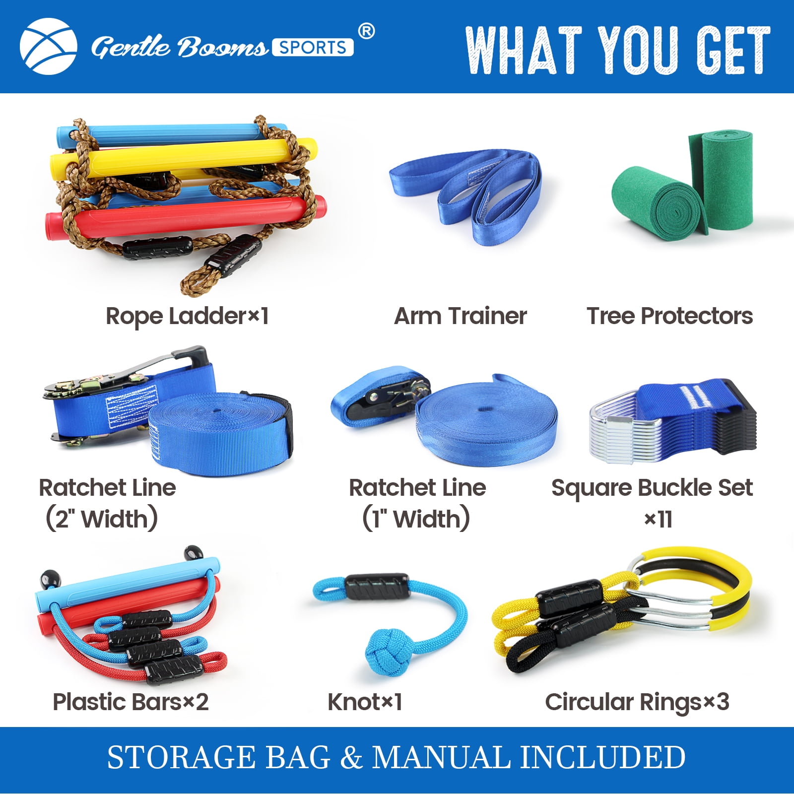 Obstacle Course for Kids, Gentle Booms Backyard Outdoor Playground Sets for Kids Ninja Warrior Obstacle Course Slackline with Climbing Rope Ladder Swing - Image 9