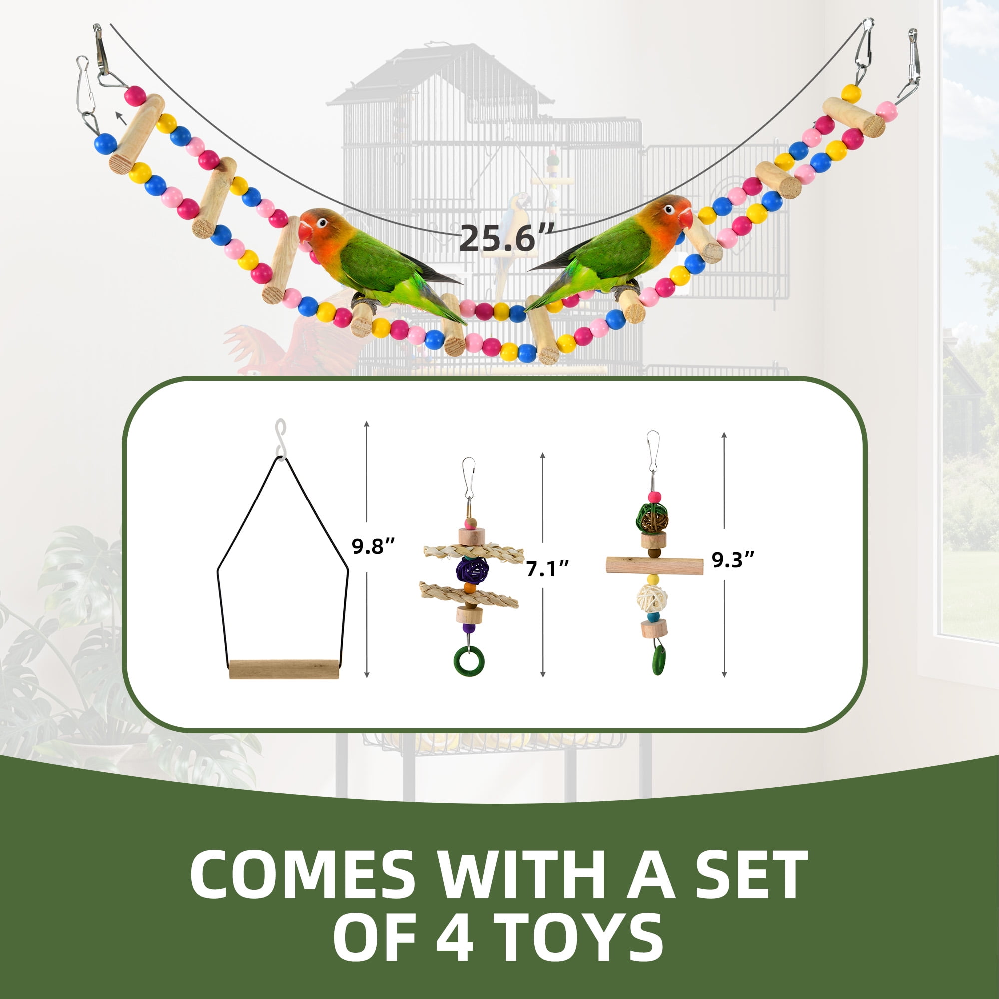 Uforic 62" Metal Birdcage with Rolling Stand and Castor Wheels, Large Parrot Cage with 3 Perches and 4 Feeders, Slide-Out Tray, Black - Image 7