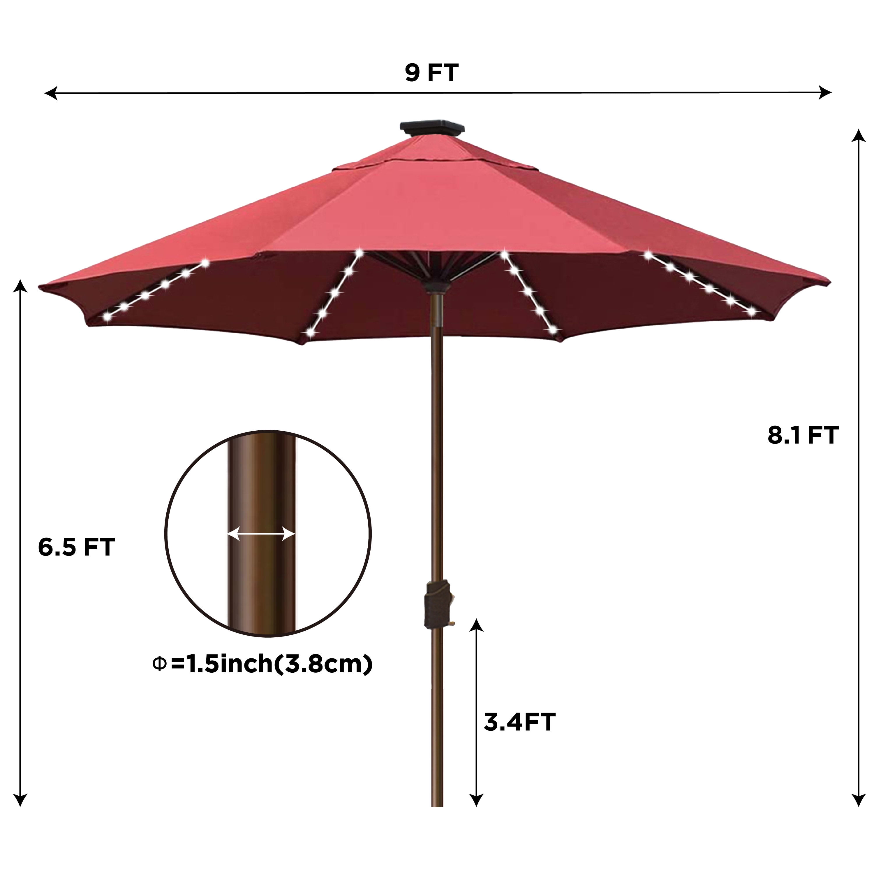 EliteShade Sunbrella Solar Umbrellas 9ft Market Umbrella with 80 LED Lights Patio Umbrellas Outdoor Table Umbrella with Ventilation and 5 Years Non-Fading Top,Maroon - Image 5
