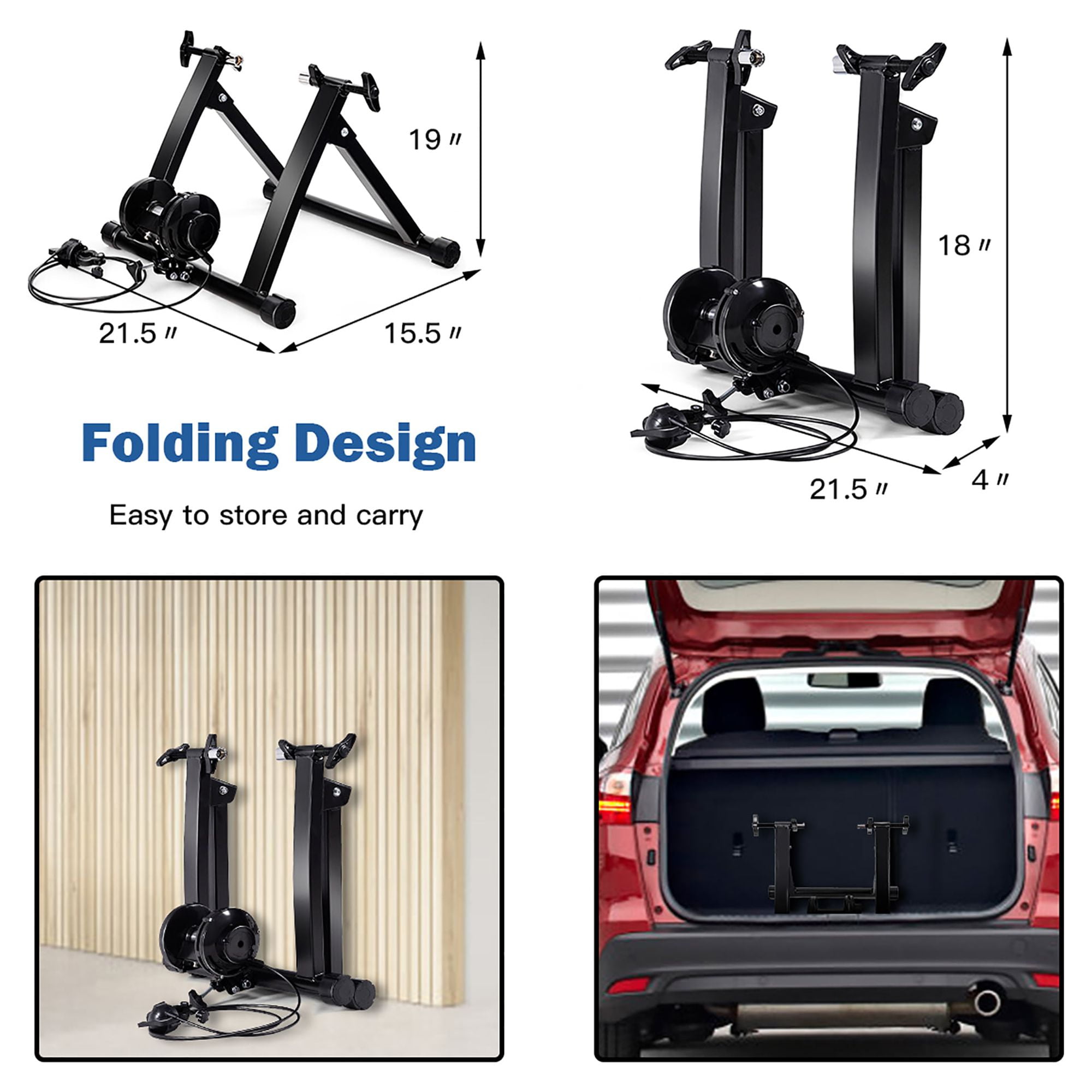 Costway Magnetic Indoor Bicycle Bike Trainer Exercise Stand 8 Levels of Resistance - Image 6