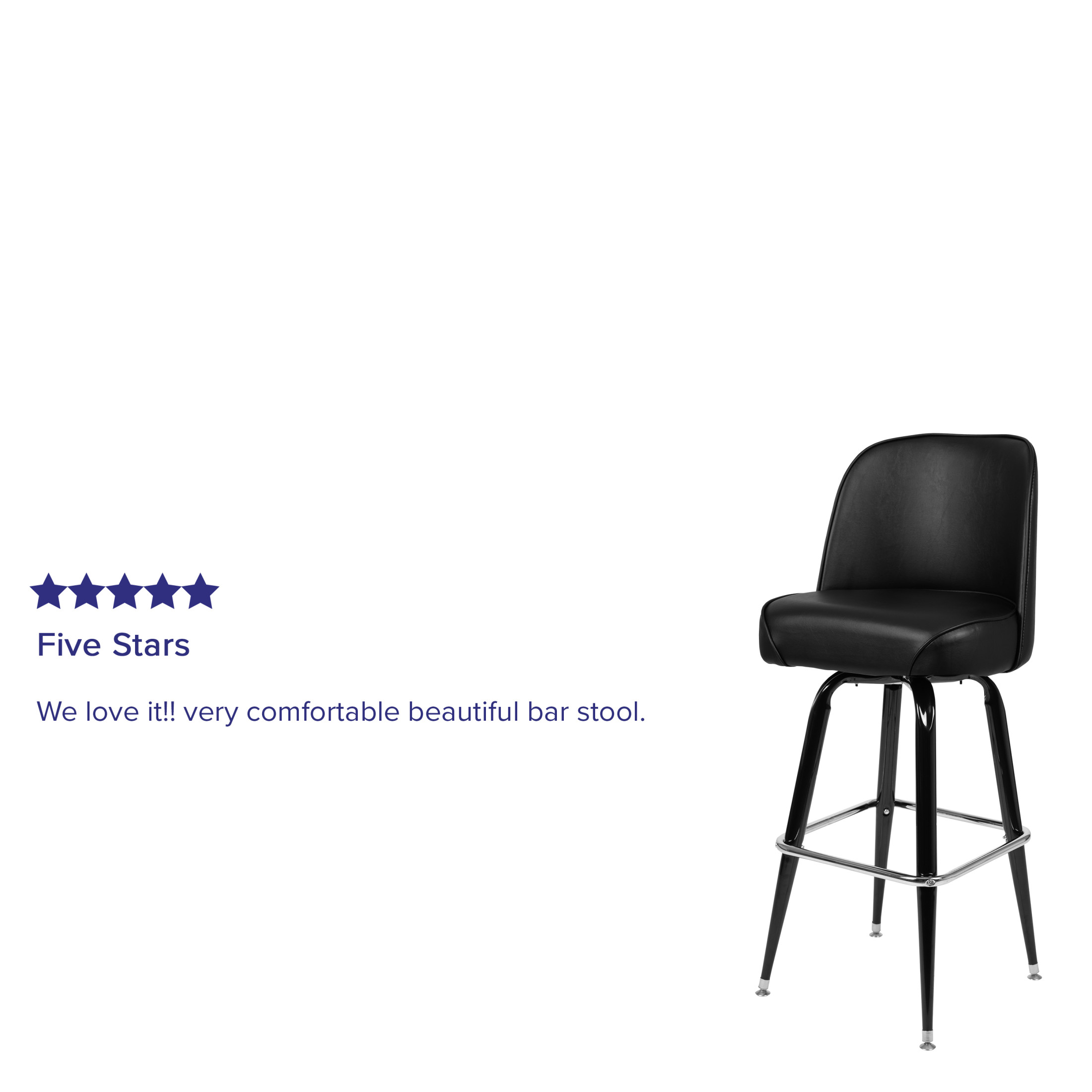Flash Furniture James Vinyl Upholstered Modern Metal Swivel Barstool, Black - Image 6