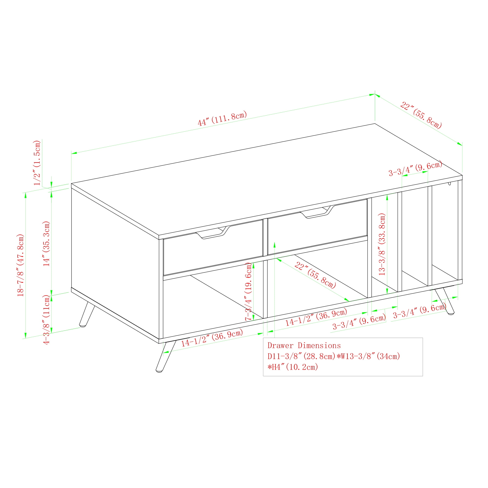 Dark Walnut 2 Drawer Storage Coffee Table by Manor Park - Image 3