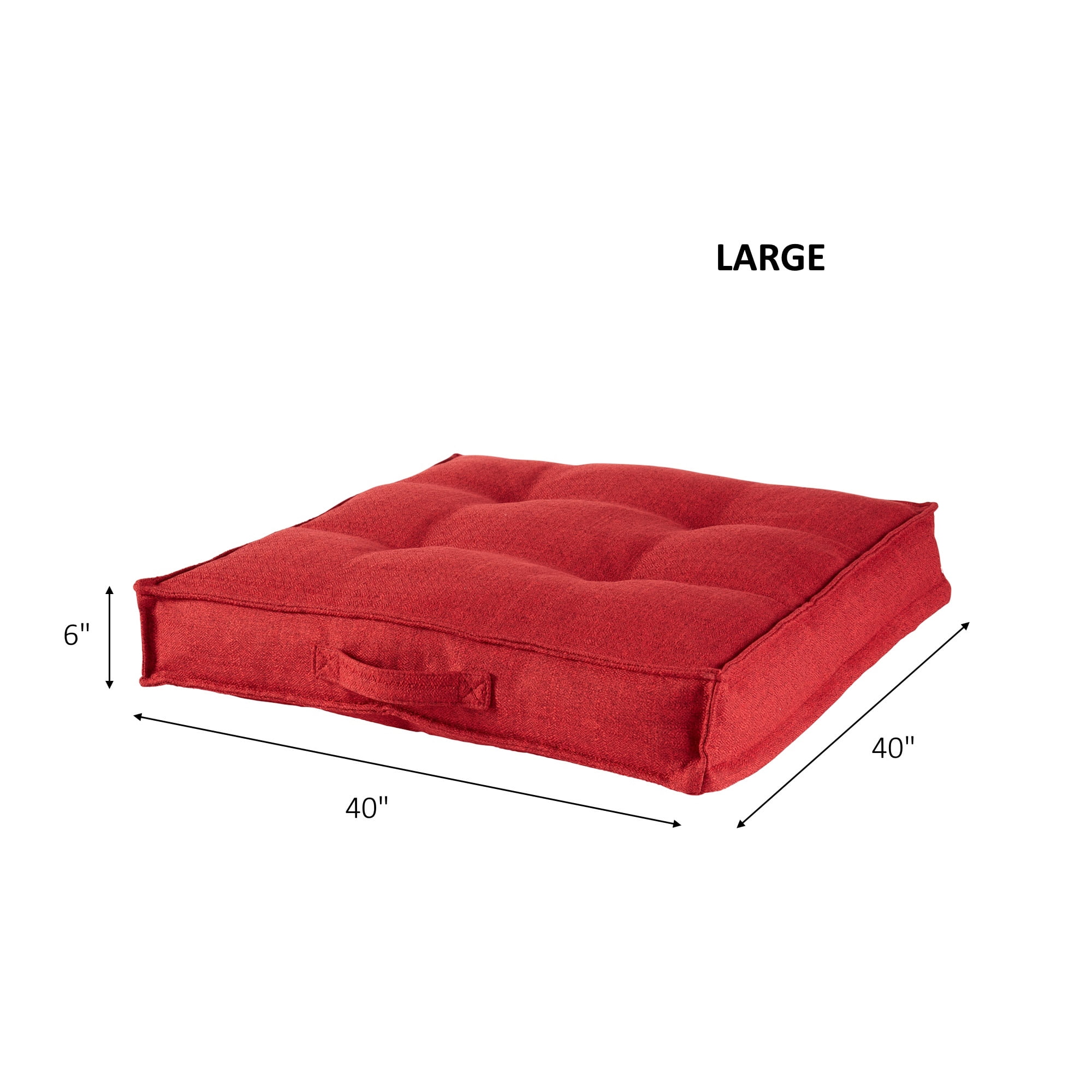 Square Tufted Floor Pillow - Scarlet - Large (40 in.) - Image 2