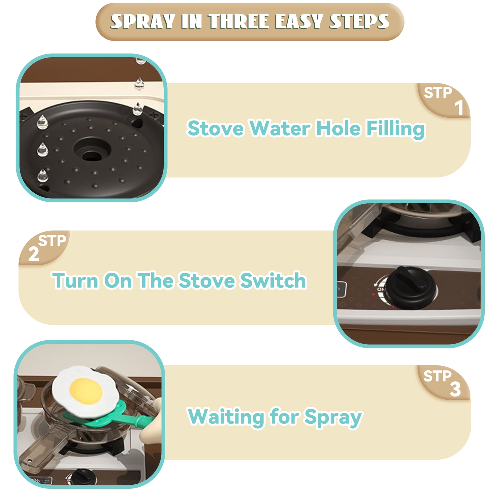 Lookfly 40.6 Inch Play Kitchen Set for Kids, Large Pretend Play Kitchen with Realistic Lights and Sounds, Simulation of Spray for Toddlers Girls Boys Gift ,Pink - Image 3