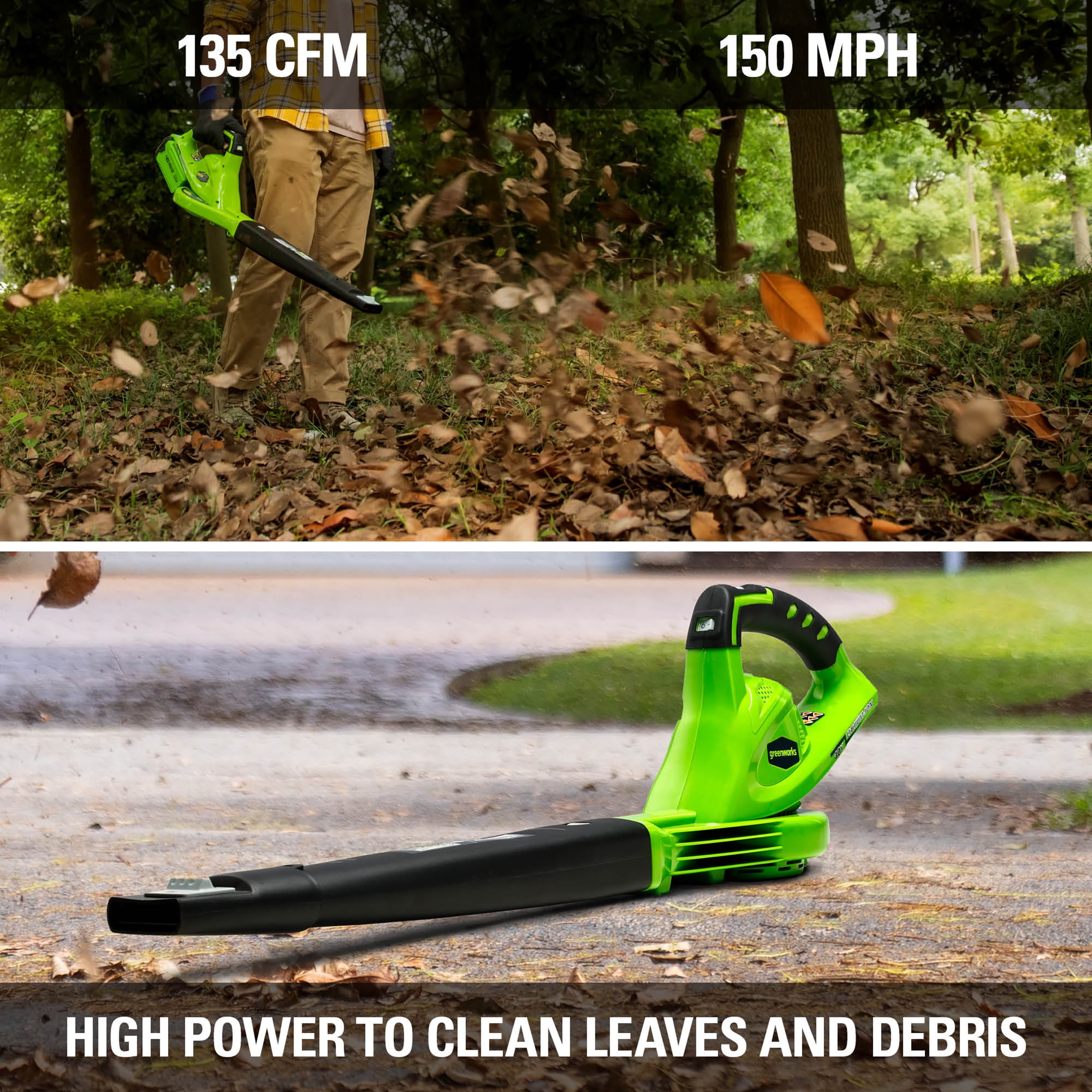 Greenworks 40V 135 CFM Cordless Leaf Blower/Sweeper, Battery Not Included 24282 - Image 7
