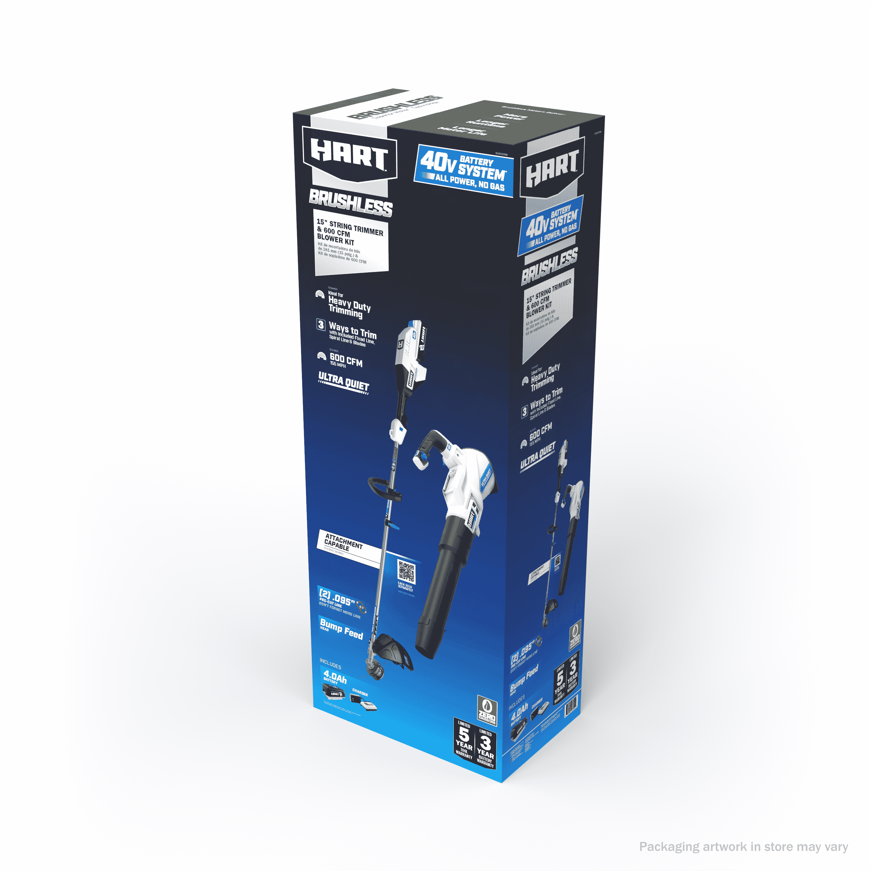 HART 40V Brushless 15-inch String Trimmer & 600 CFM Blower Kit - Image 3