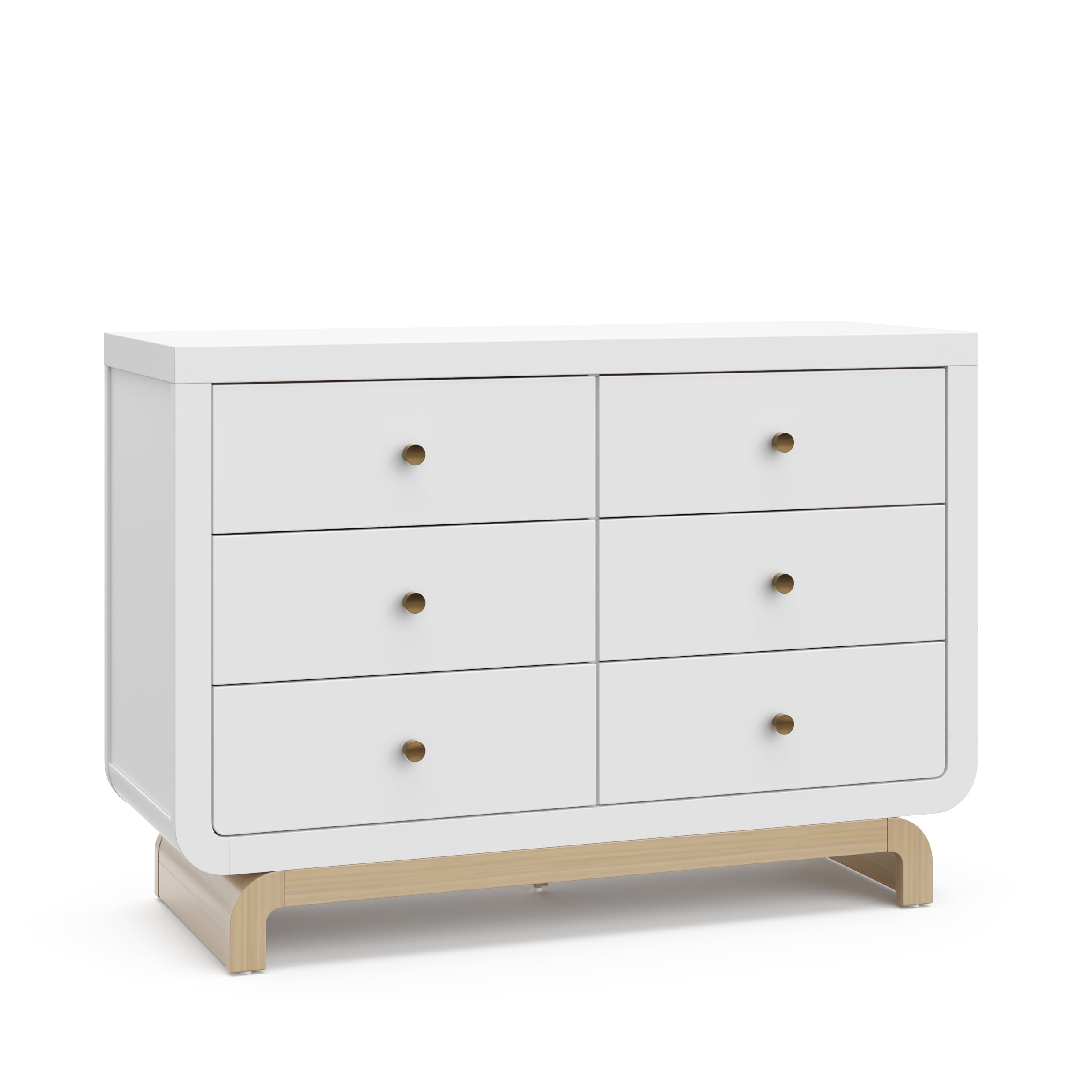 Art of Nursery by Storkcraft Santorini 6 Drawer Nursery Double Dresser, White with Driftwood - Image 5