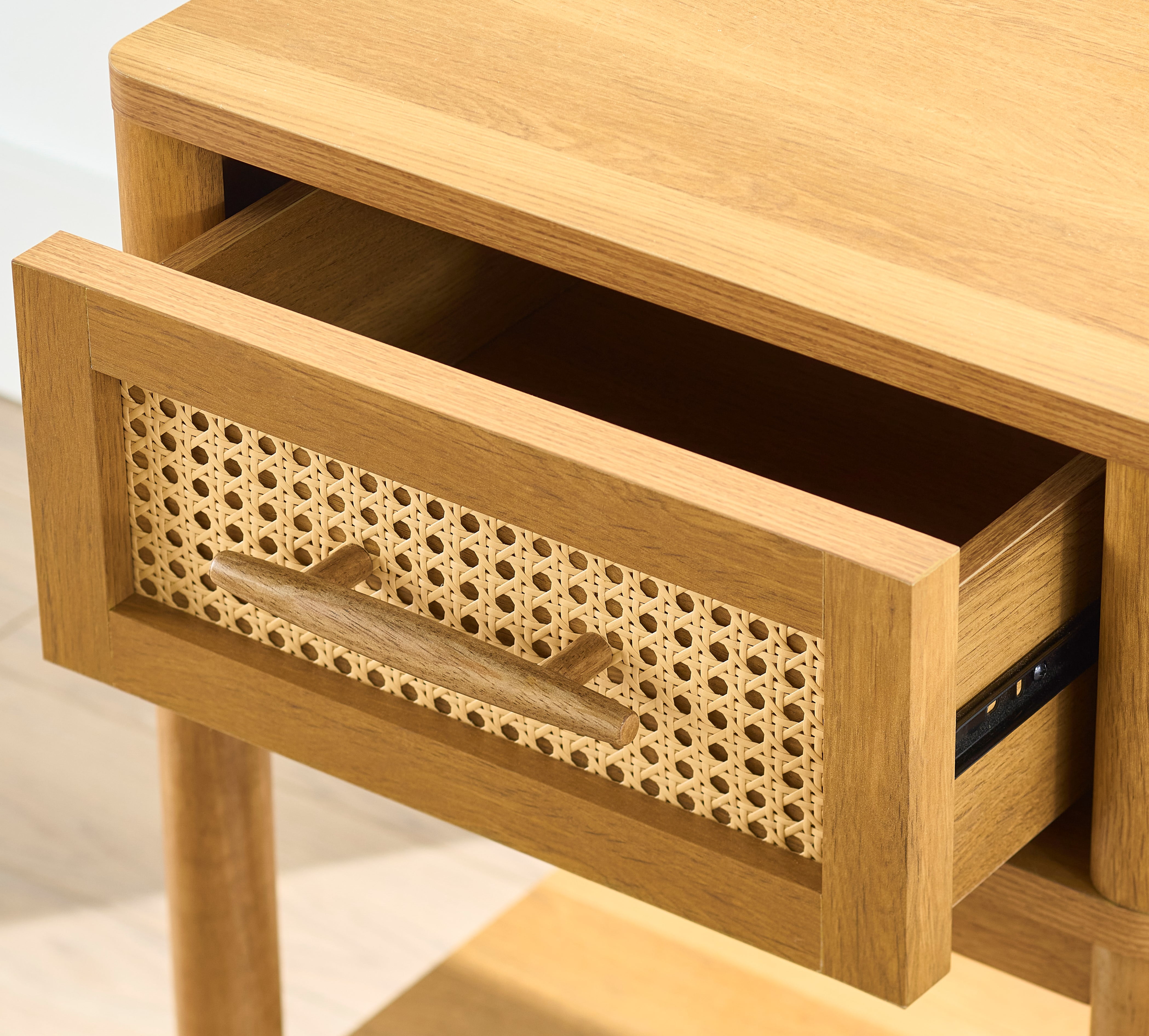 Better Homes & Gardens Springwood Caning Nightstand, Light Honey Finish - Image 3