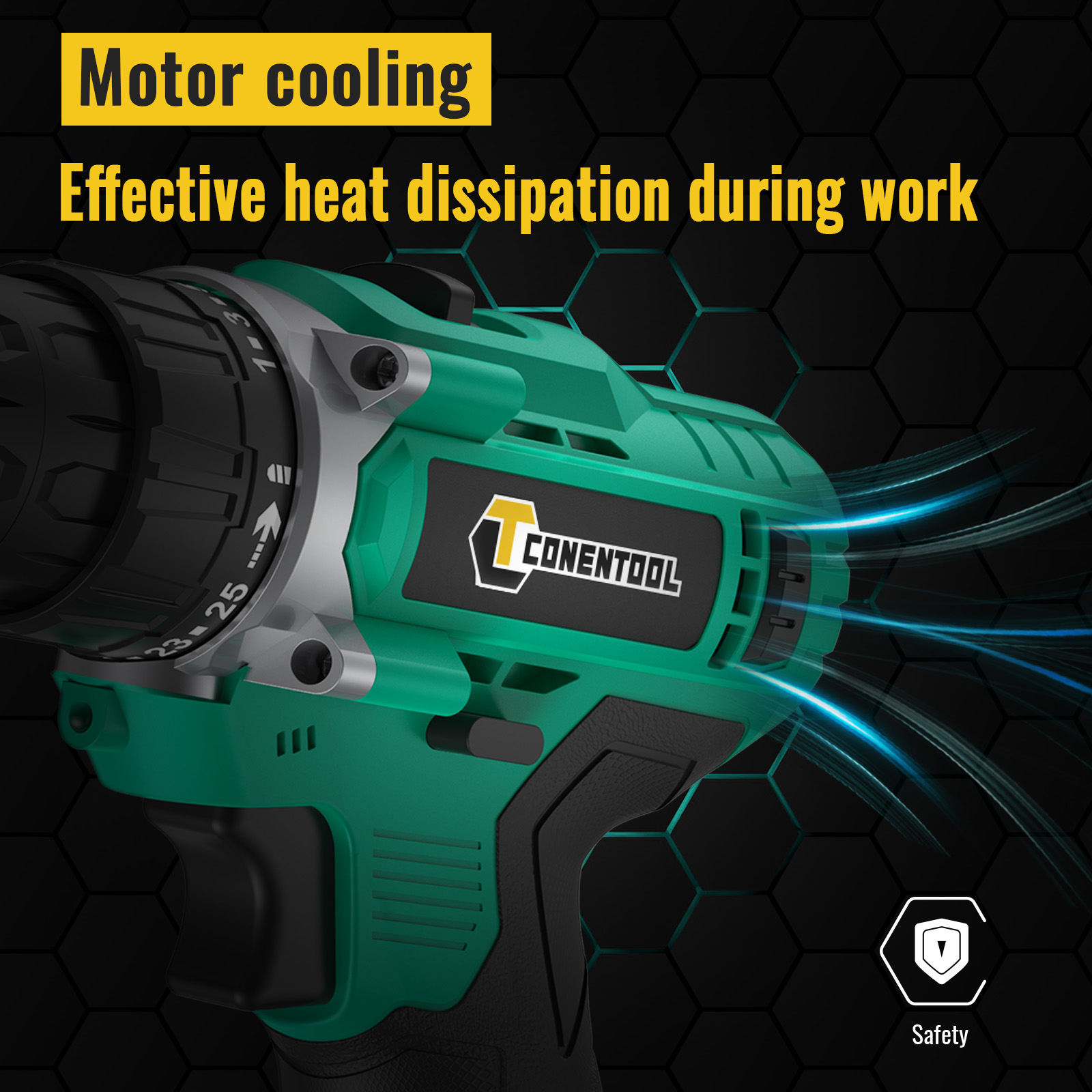 CONENTOOL 12V Cordless Drill Combi Driver Electric Screwdriver Set W/ 2 Battery,36pcs Electric Impact Wrench Gun Kit With Carry Case/Screwdriver Bit/ Socket Wrench / Drill Bit Set - Image 4