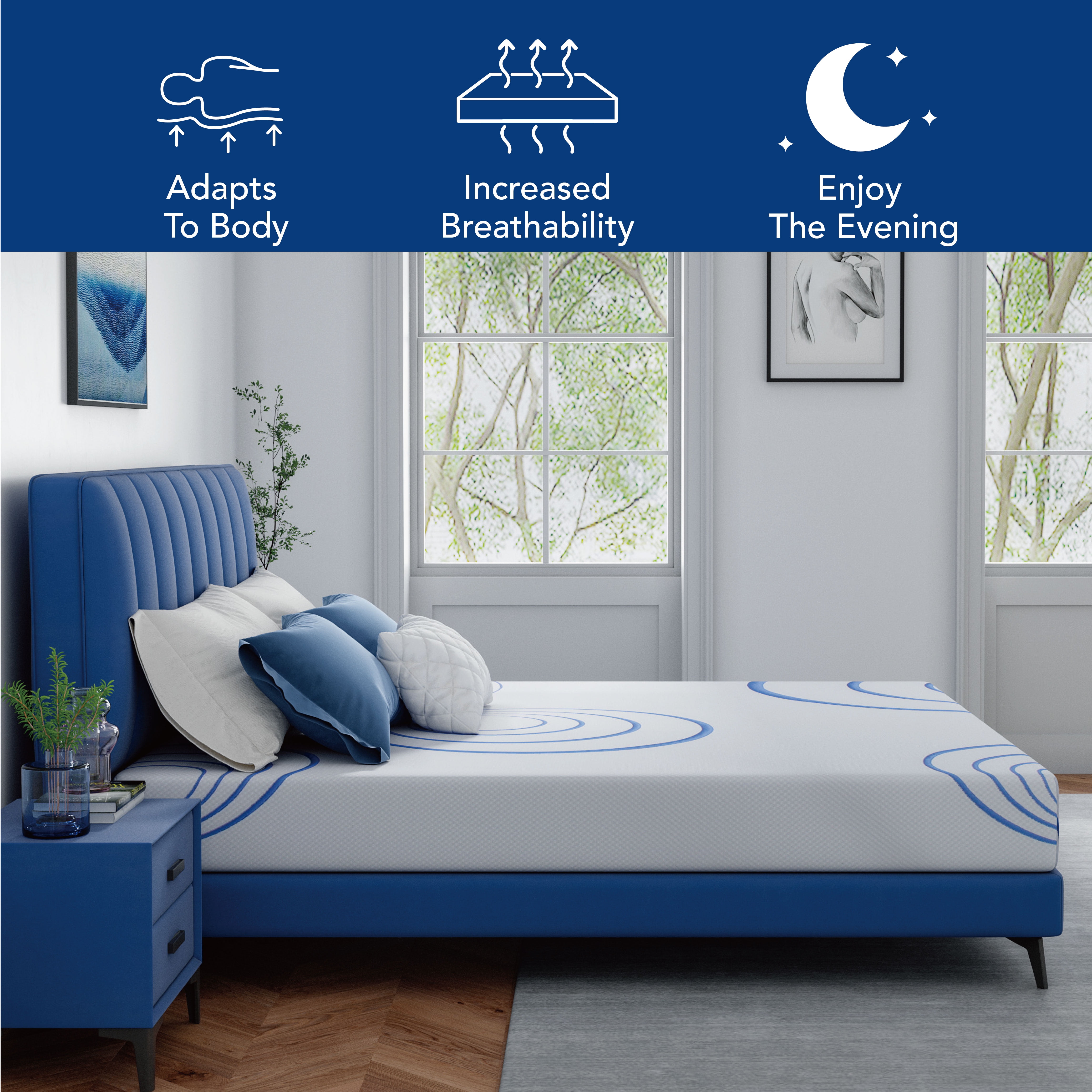 EGOHOME Charcoal 8" Gel Memory Foam Mattress,Queen Mattress in a Box,Medium - Image 2