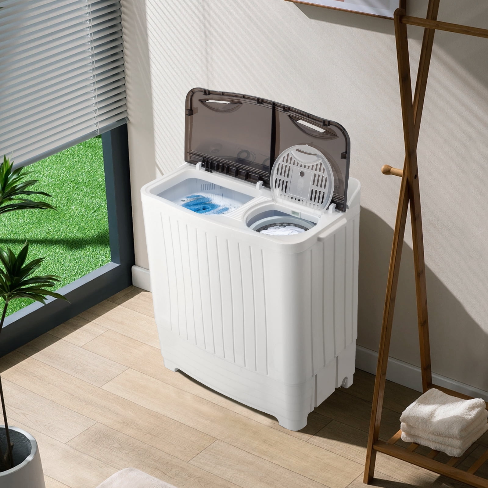 UbesGoo Compact Twin Tub Portable Mini Washing Machine 20lbs Total Washing Machine W/Drain Pump - Image 2