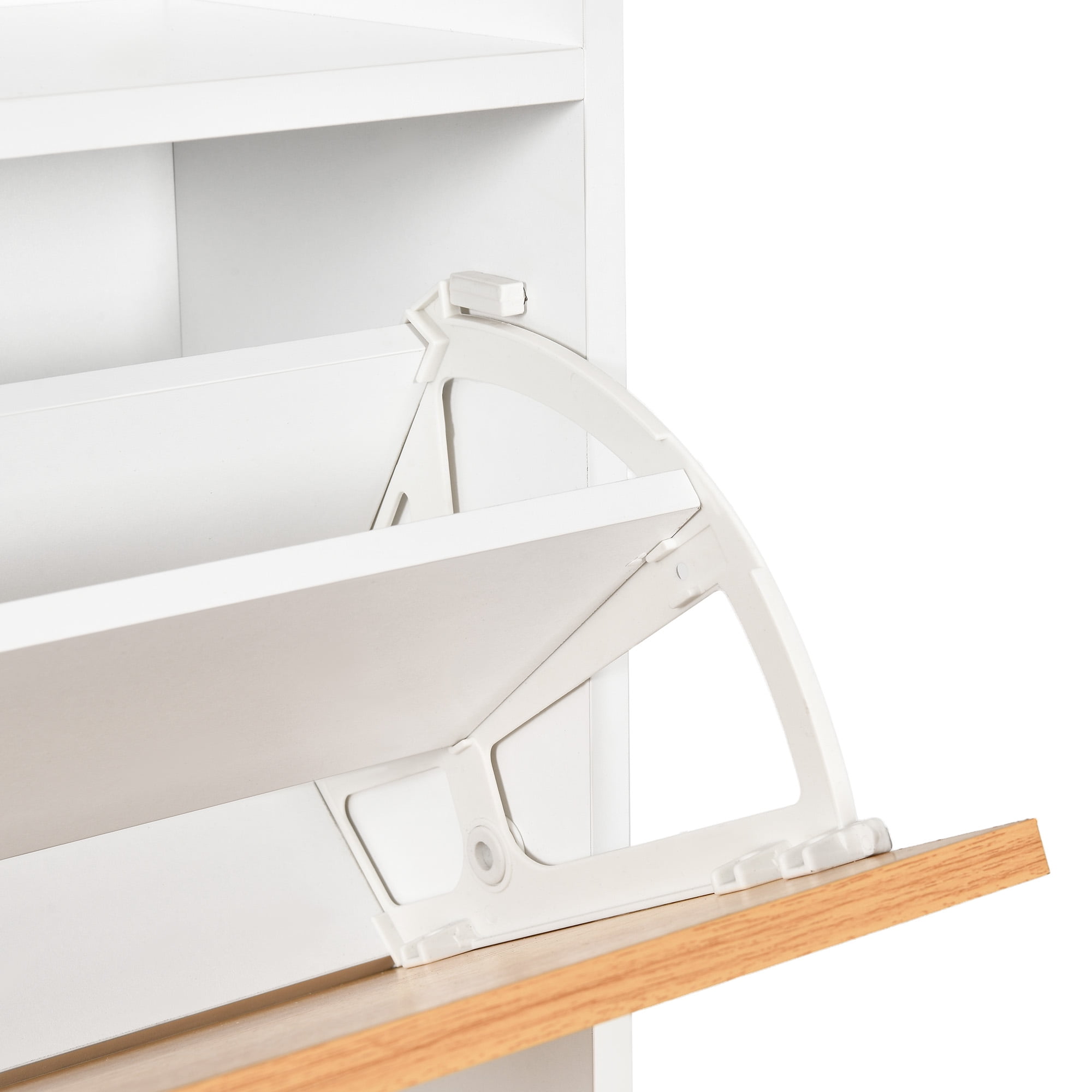 Dextrus Shoe Cabinet with 2 Flip Drawers & Open Shelf , Modern Shoe Storage Cabinet with Storage Bench, Freestanding Shoe Rack Storage Organizer Bench for Hallway Entryway, White - Image 12