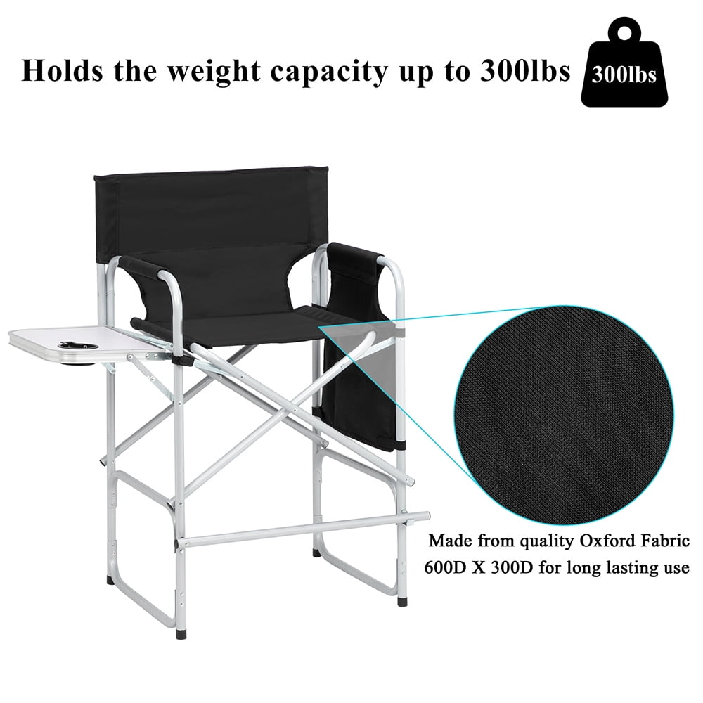 Seizeen Director Chairs for Outside, Folding Camping Chair Tall Directors Chair with Side Table and Side Bag, Heavy Duty Oversize Seat for Beach Fishing Picnic Chairs, Holds up to 300 lbs - Image 6