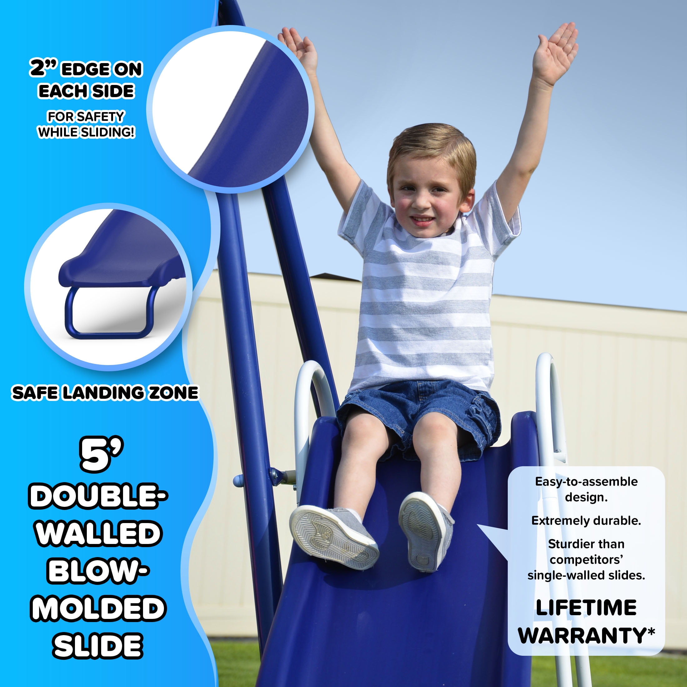 Sportspower Almansor Metal Swing Set with Glide Ride, Trampoline, and Lifetime Warranty on Blow Molded Slide, Great for Ages 3-8 - Image 4