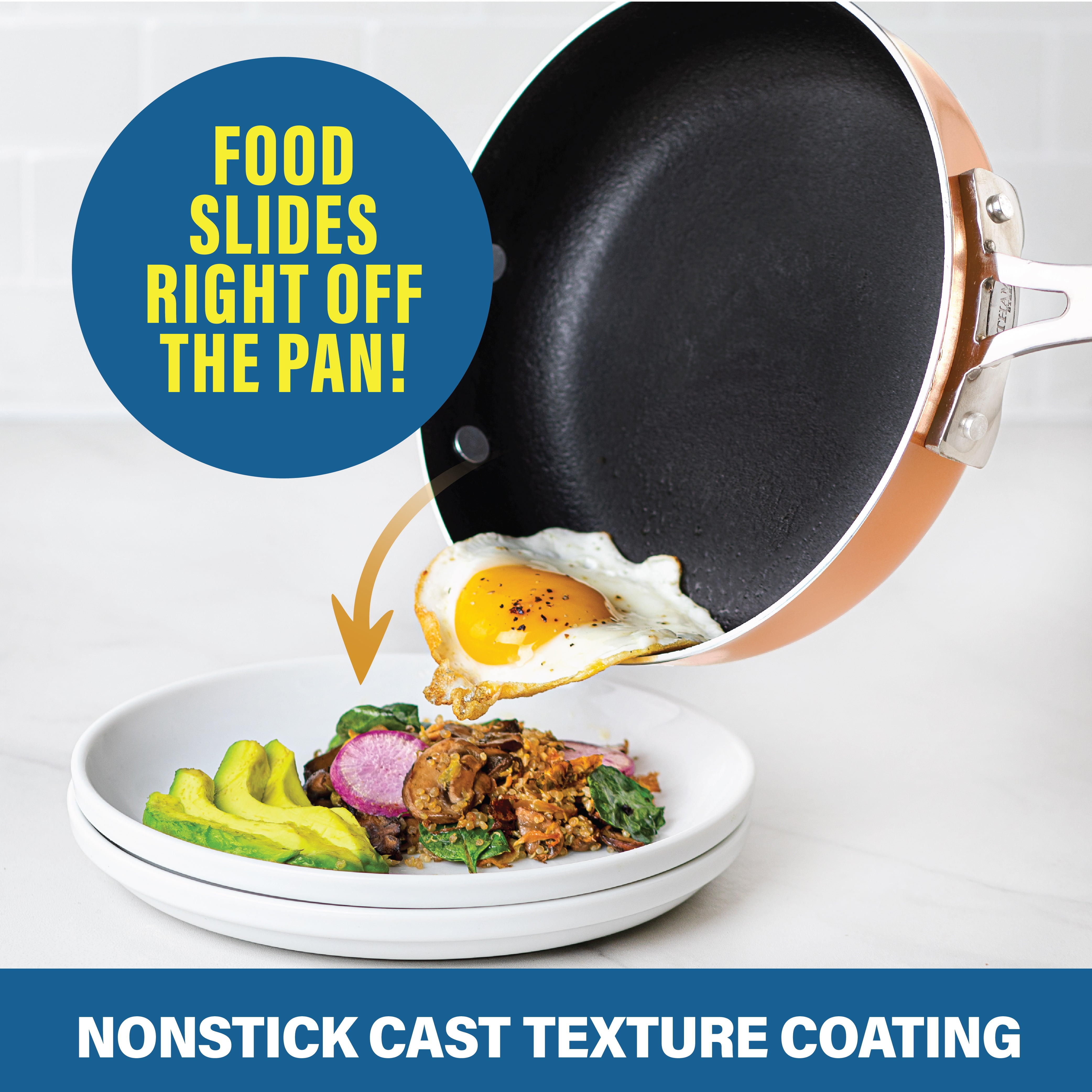 Gotham Steel Stackable Non-stick 3 Piece Copper Cast Stackable Pots & Pans Set, Gold - Image 2