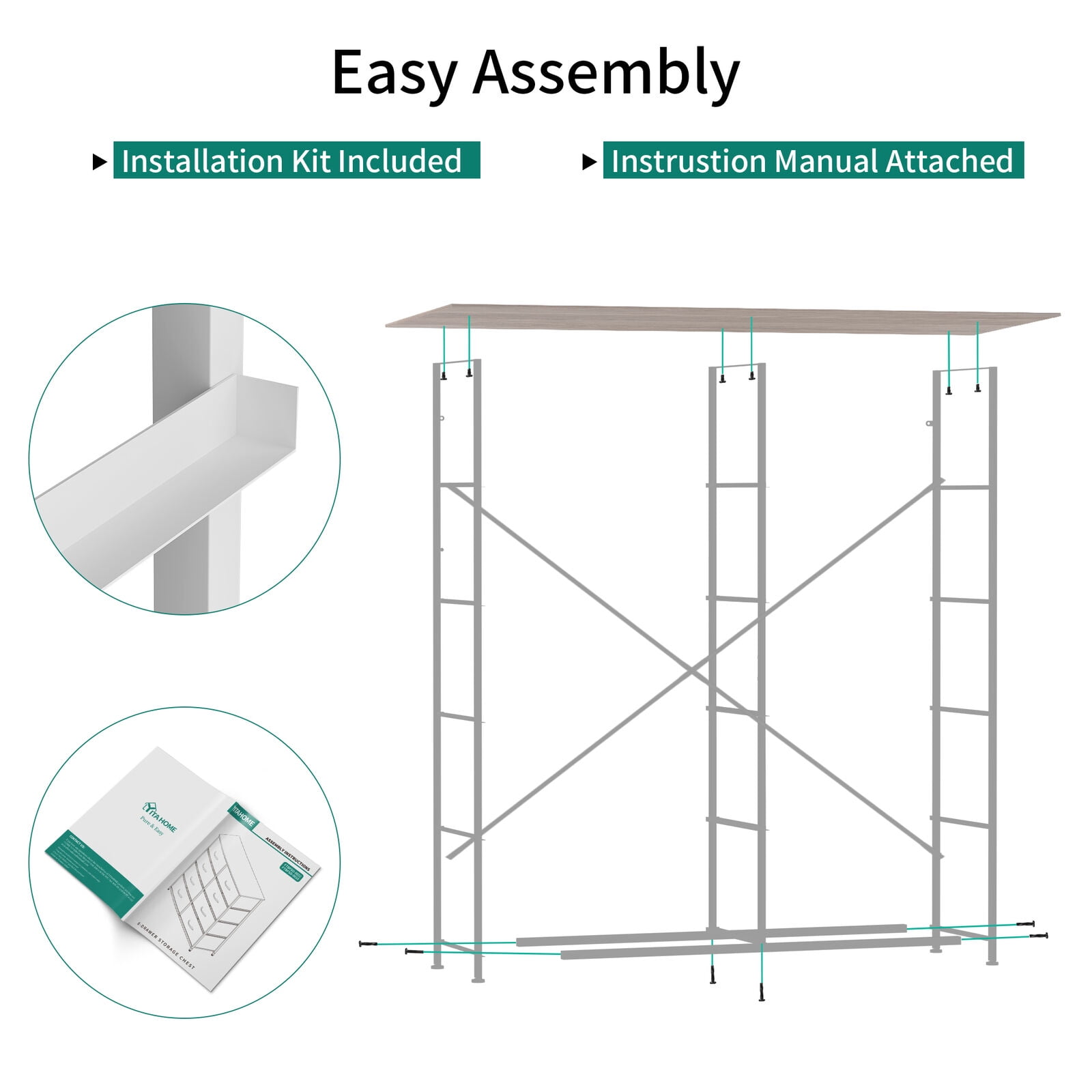 DWVO 10-Drawer Fabric Storage Dresser Cabinet with Metal Frame for Adults, Organizer in Gray - Image 8