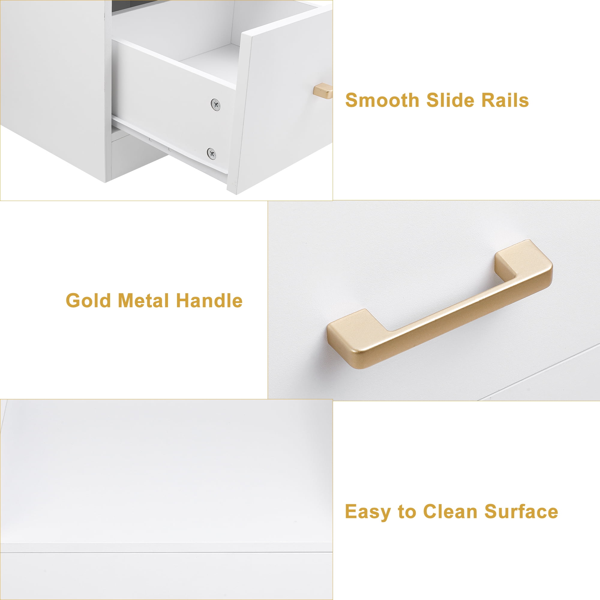 Homfa White Nightstand with Charging Station, 3 Drawers Nightstand for Bedroom, Modern Storage Cabinet for Living Room - Image 5