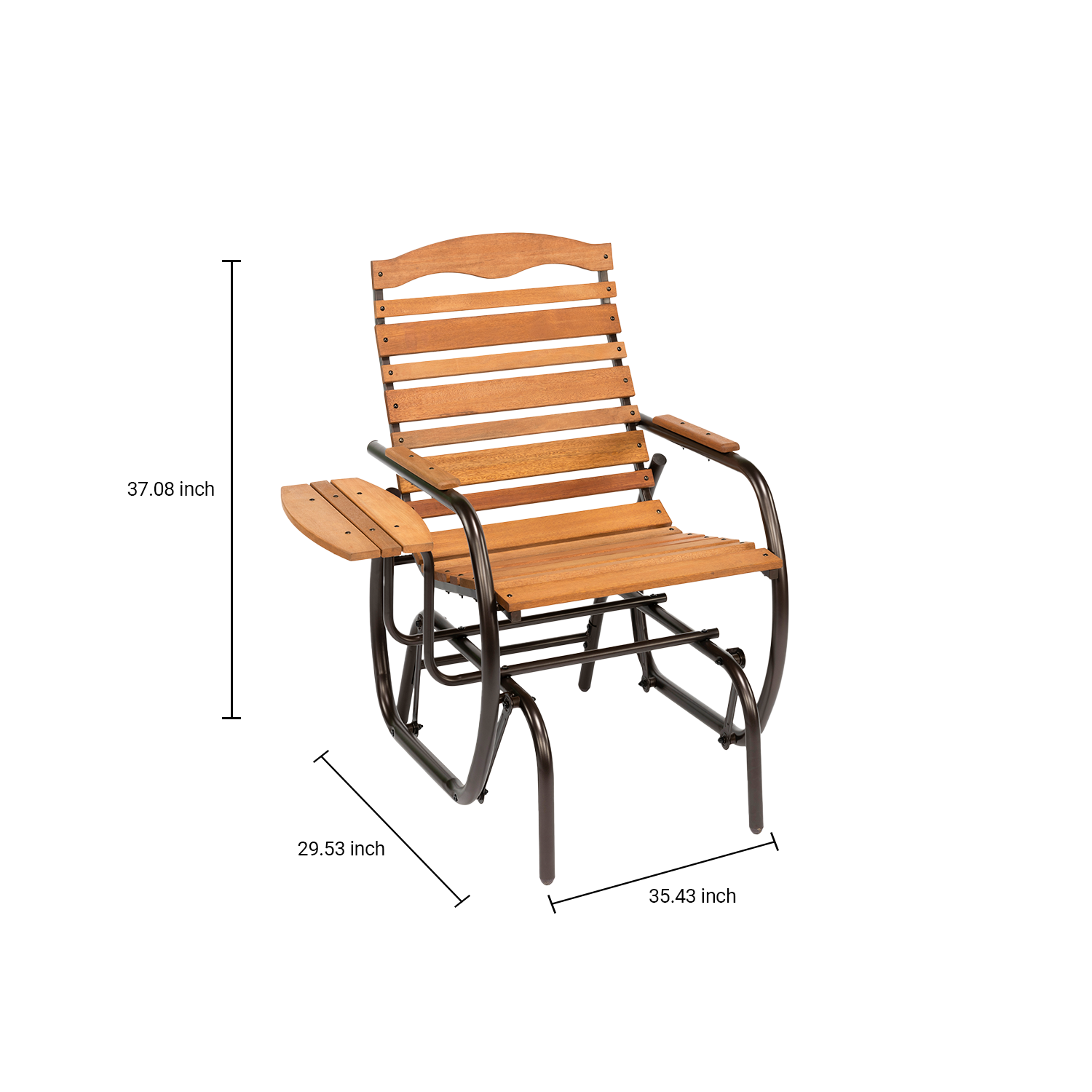 Country Garden Hardwood Glider Chair with Tray in Bronze Frame - Image 7