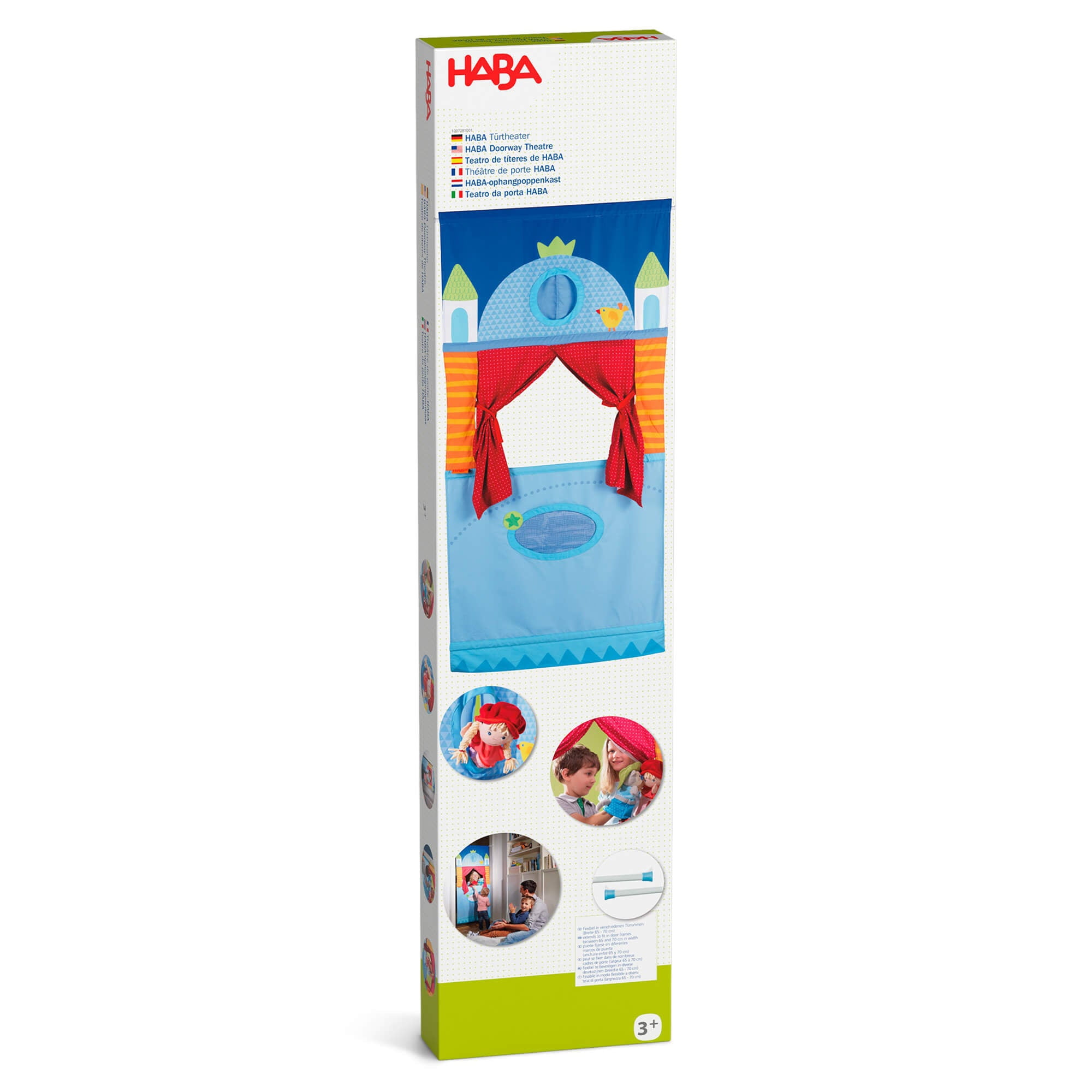 HABA Doorway Puppet Theater - Space Saver with Adjustable Rod: Ideal for Pretend Play, Hand Puppets, Educational Kids Activities, & Toys for Toddlers - Image 3