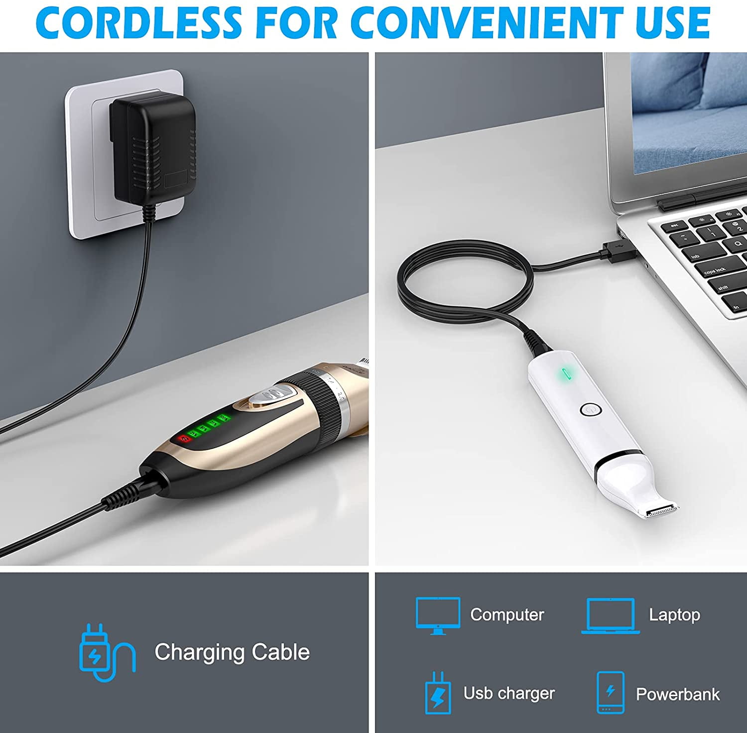 Oneisall Dog Clippers and Dog Paw Trimmer Kit 2 in 1 Low Noise Cordless Dog Clippers for Grooming Pet Hair Trimmers for Small and Large Dogs Cats Animals - Image 7