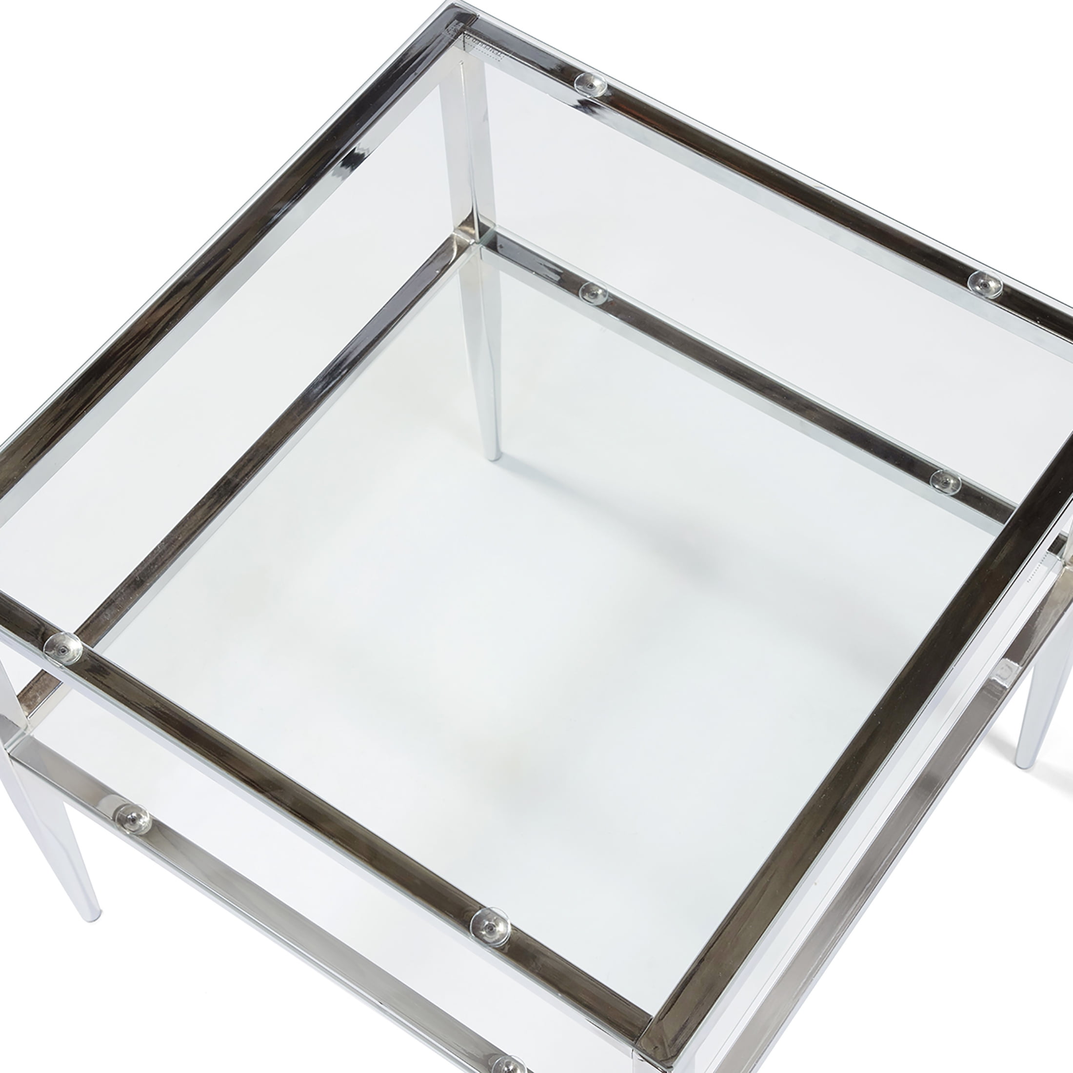 Furniture of America Sparling Glass Top End Table, Chrome - Image 2