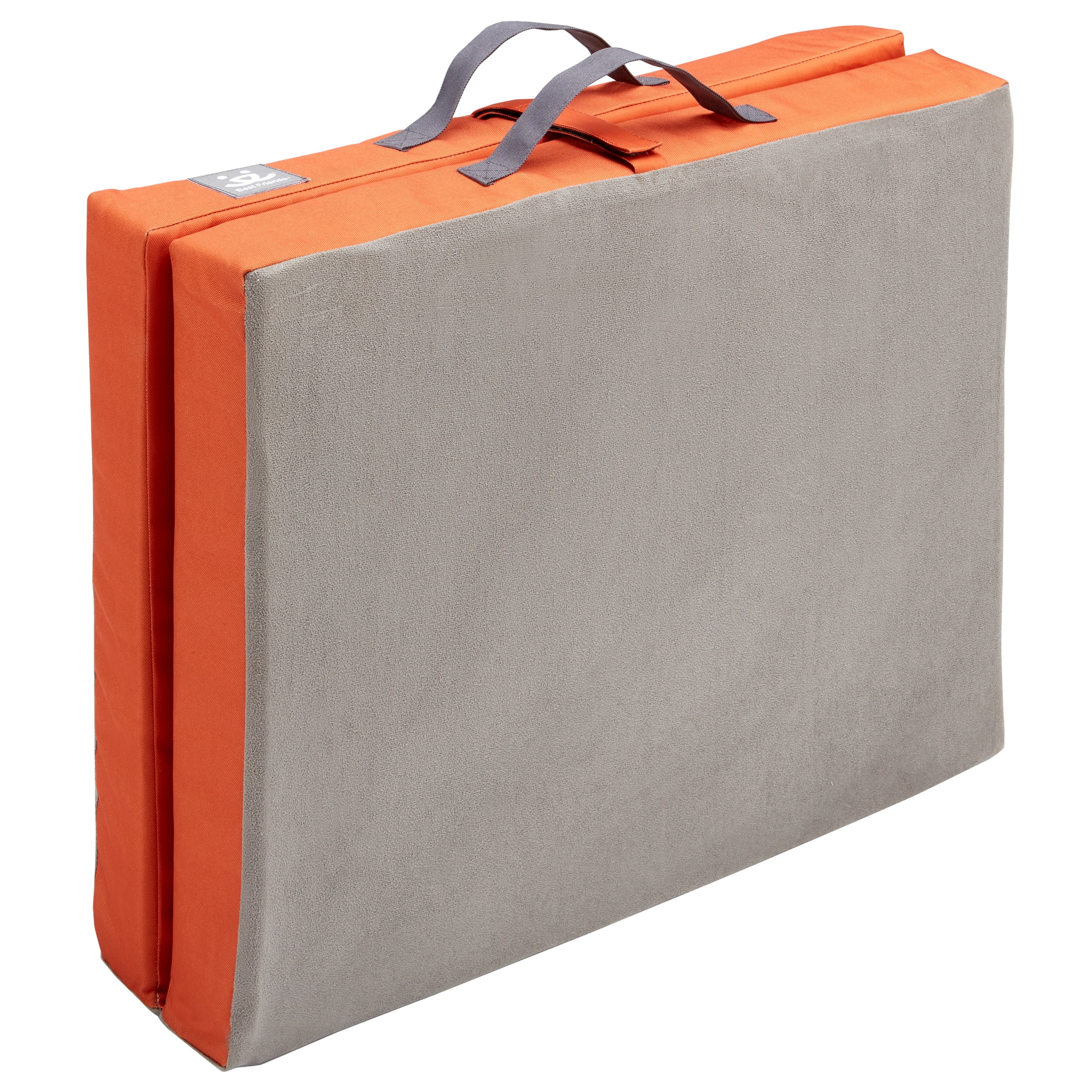 Best Friends Foldable Travel Pet Bed, L / XL - Gray and Orange Washable Cover with Microsuede Top and a Memory Foam Topper for comfort - Includes Carry Handles - Image 5