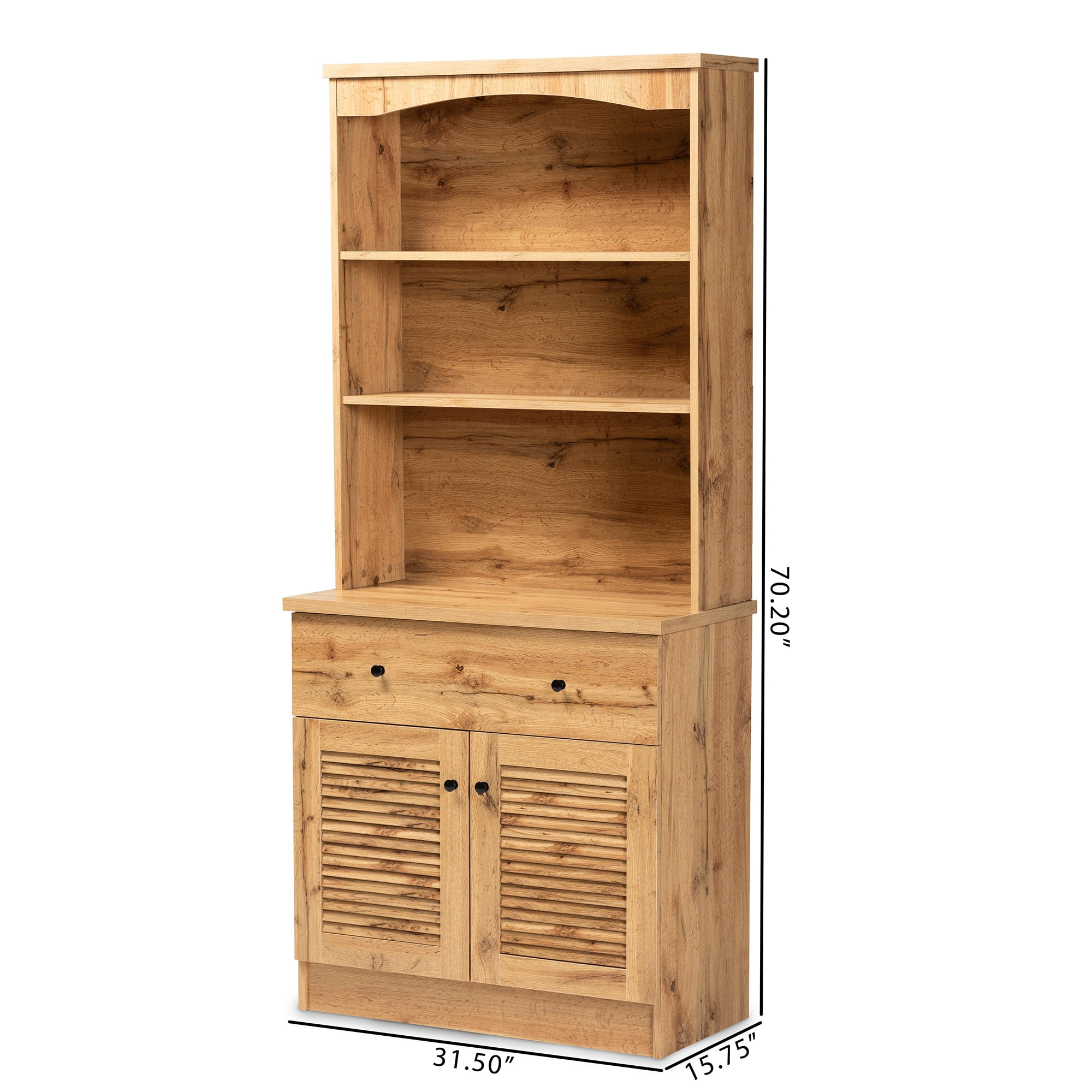 Baxton Studio Agni Modern and Contemporary Oak Brown Finished Wood Buffet and Hutch Kitchen Cabinet - Image 8