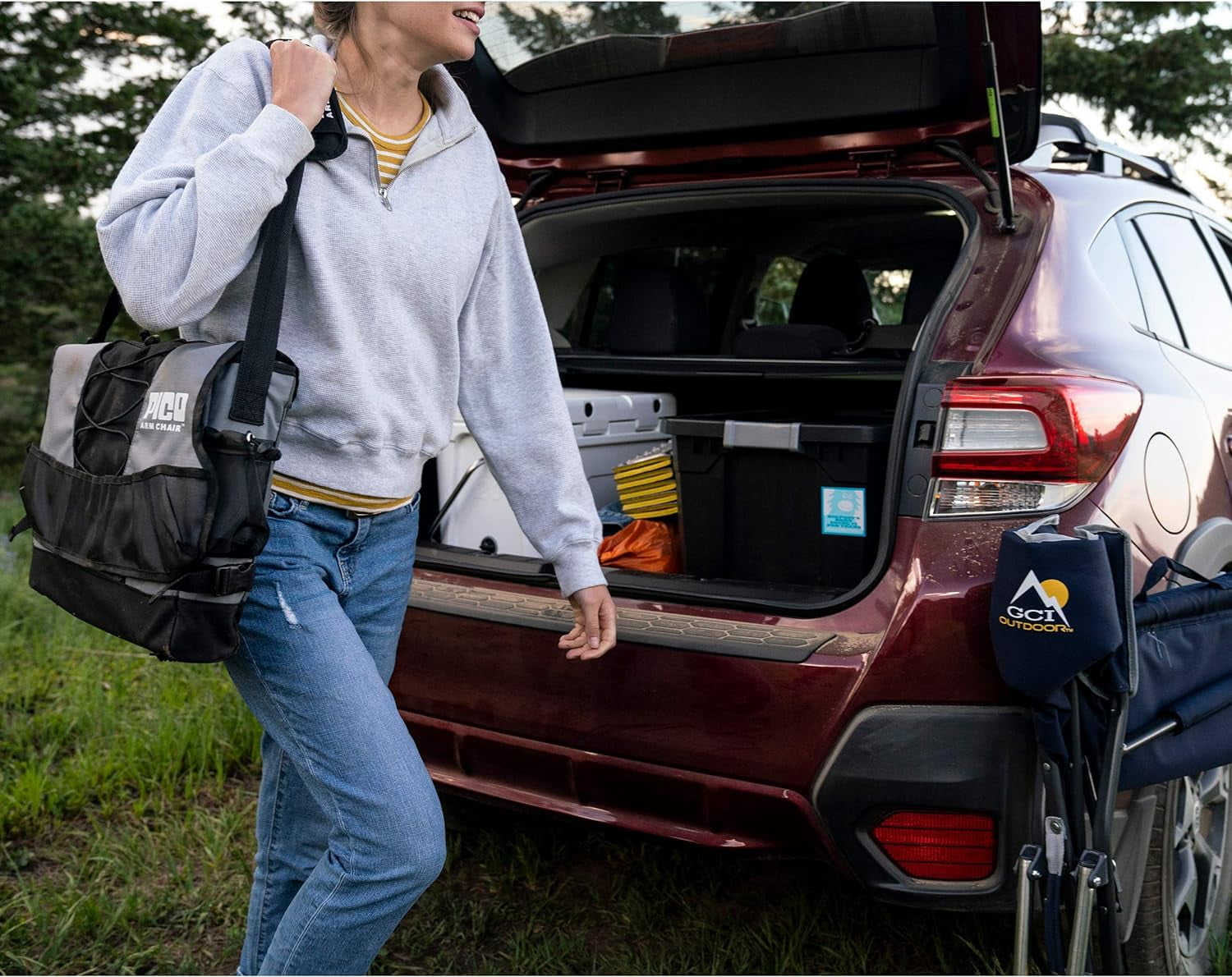 GCI Outdoor Pico Arm Chair Folding Director's Camp Seat, Mercury Gray - Image 5