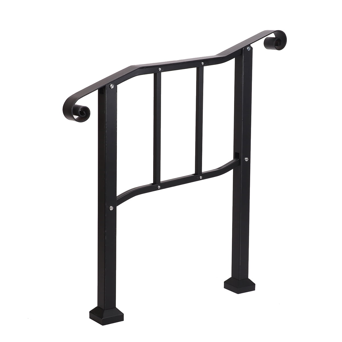 tonchean Iron Handrail for Stairs Fits 2 or 3 Steps, 39"L x 40"H Outdoor Stair Railing, Black - Image 6