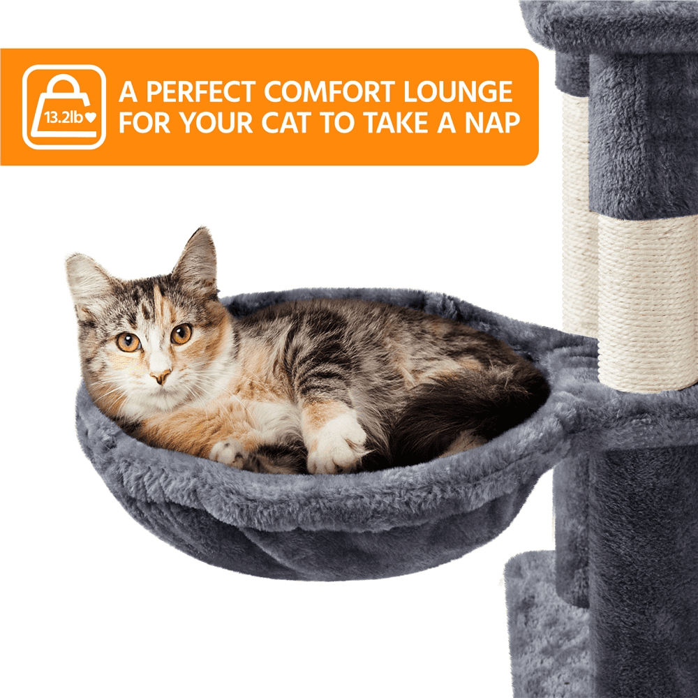 Alden Design 82.5″ H Multi Level Large Cat Tree with 2 Cozy Condos for Indoor Small/Medium Cats, Dark Gray - Image 4