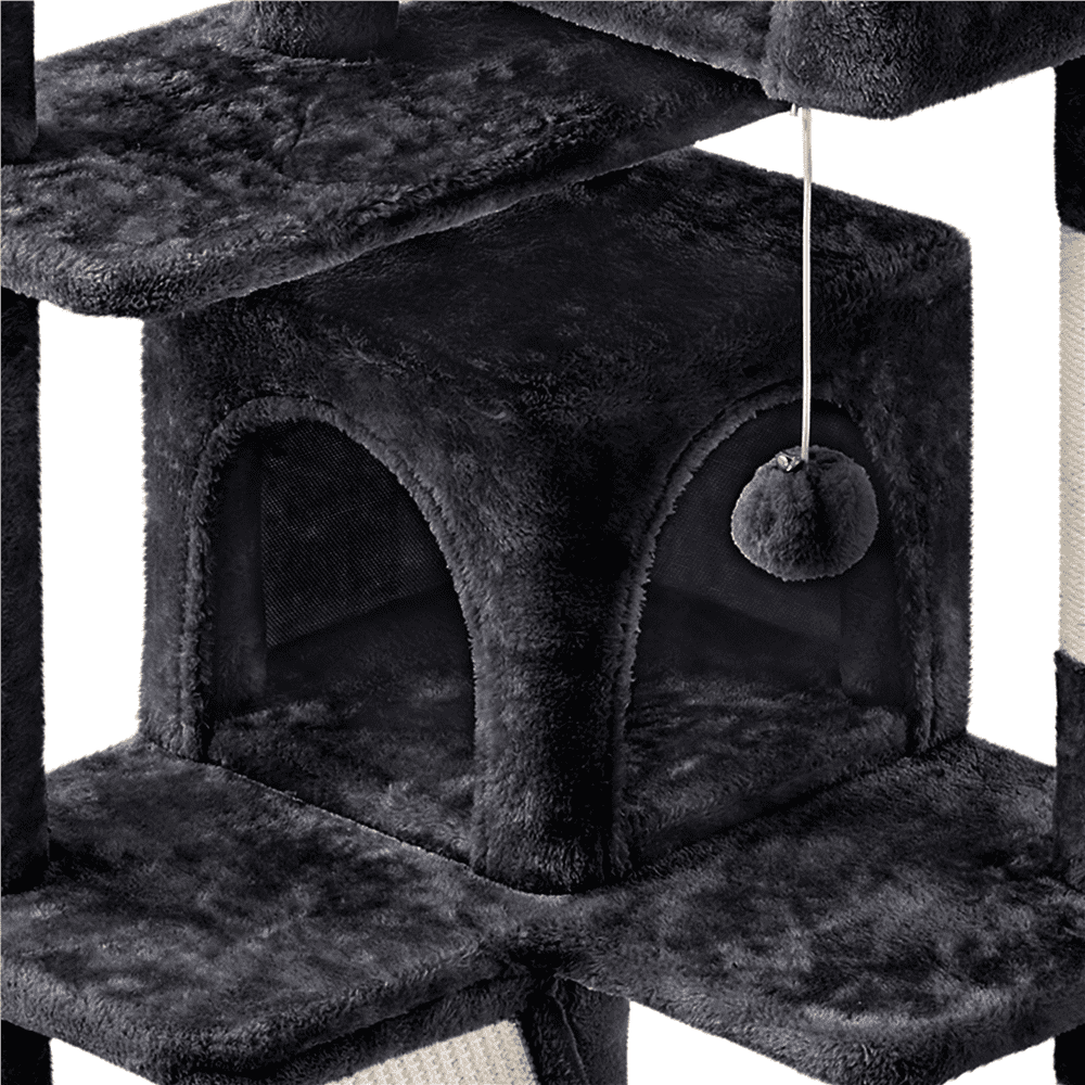 Renwick 57" Double Condos Cat Tree with Scratching Post Tower, Black - Image 2