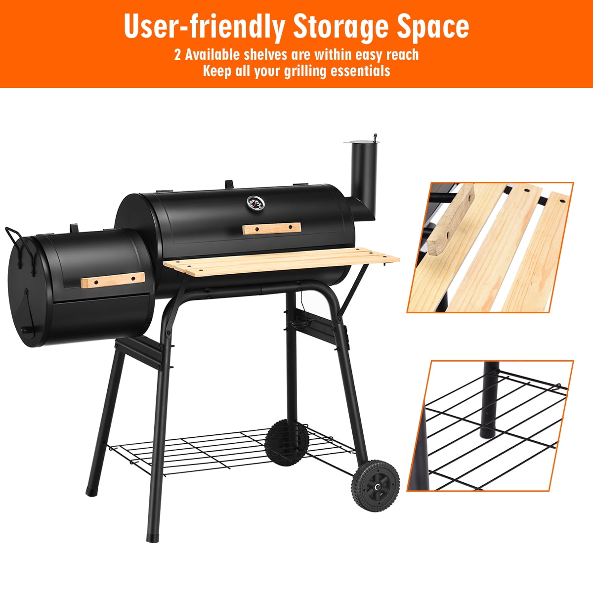 Costway OP2795 Outdoor BBQ Grill Charcoal Barbecue Pit Patio Backyard Meat Cooker Smoker - Image 5