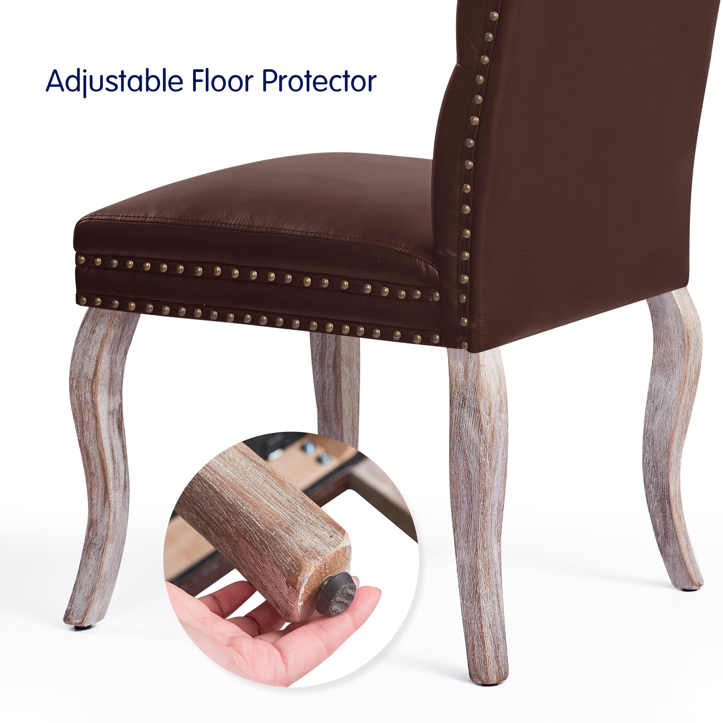 Subrtex Upholstered Dining Chairs Set of 2, PU Leather Dining Chair with Nail heads Trim, Chairs Set for Kitchen Dining Room, Wine - Image 6