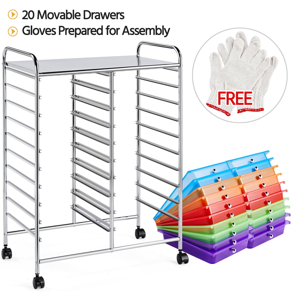 Alden Design 20-Drawer Metal Frame Storage Cart Rolling Bin with Lockable Wheels, Multicolor - Image 5