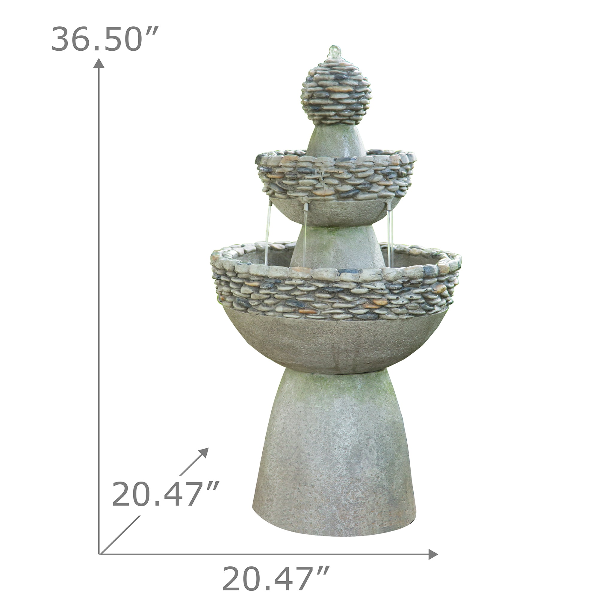 Teamson Home 3-Tier Zen Pedestal Outdoor Water Fountain with Pump - Image 5