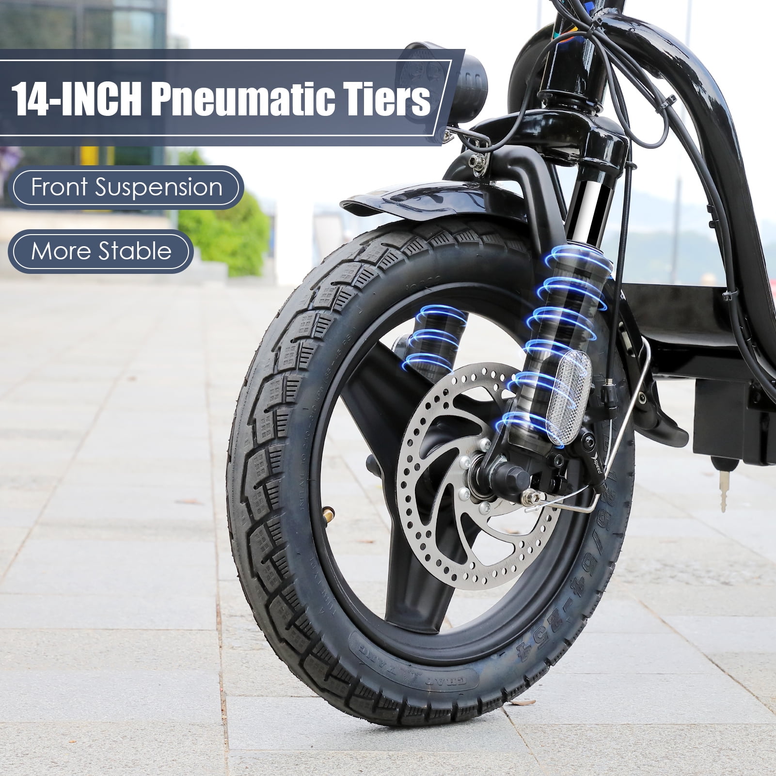 SANOPY 350W Adults Electric Scooter, 15 Miles Range 20Mph Top Speed, 36V 5.2Ah Battery Moped, Foldable Electric Scooter for Adults for Commuting with Shock Absorbing, Black - Image 8