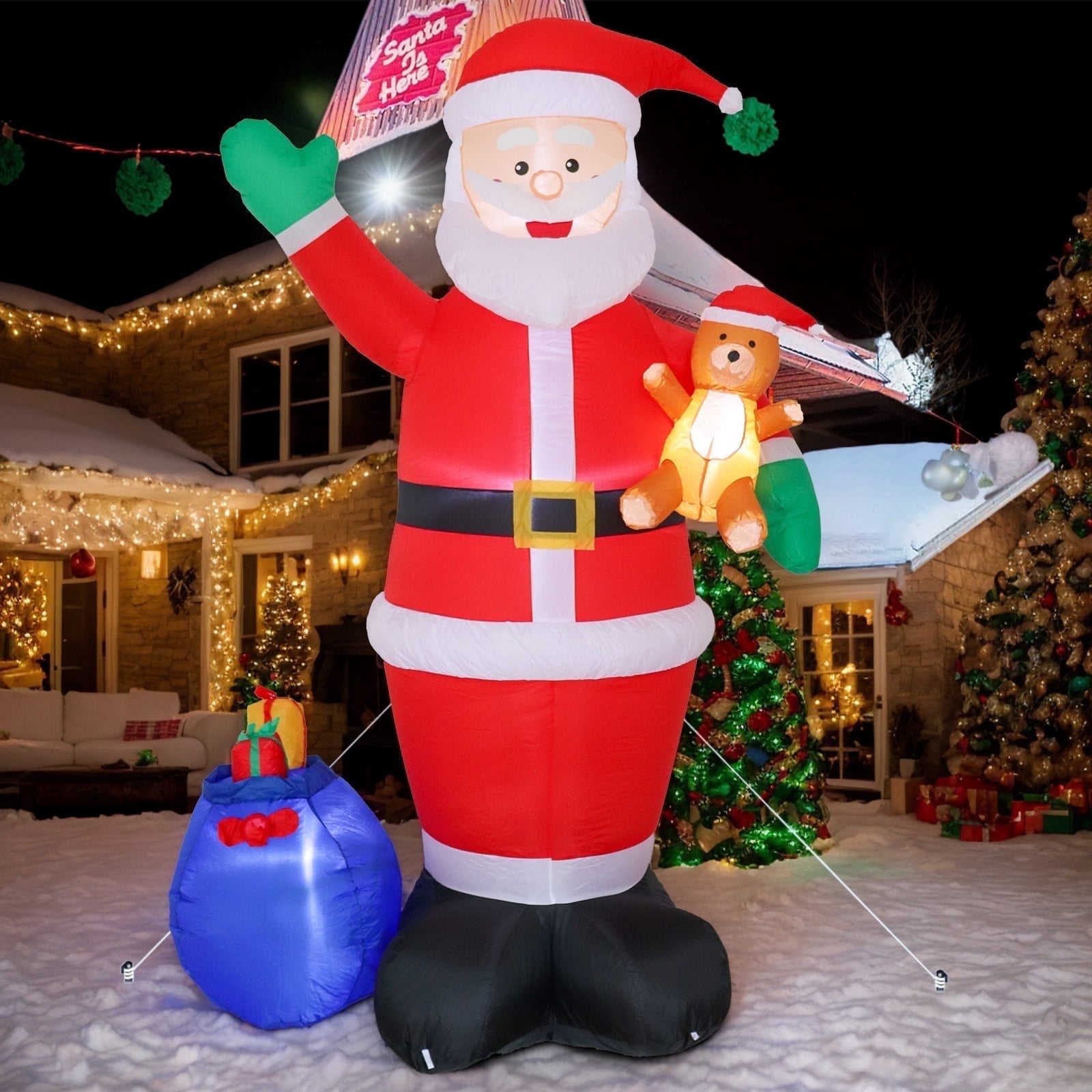 DAKIMOE 7 ft Tall Christmas Inflatable Santa Claus with Gift Bag and Bear Lights Outdoor Indoor Holiday Party Decorations Blow up Lawn Inflatables for Xmas Décor Home Family Decor Yard Patio - Image 8