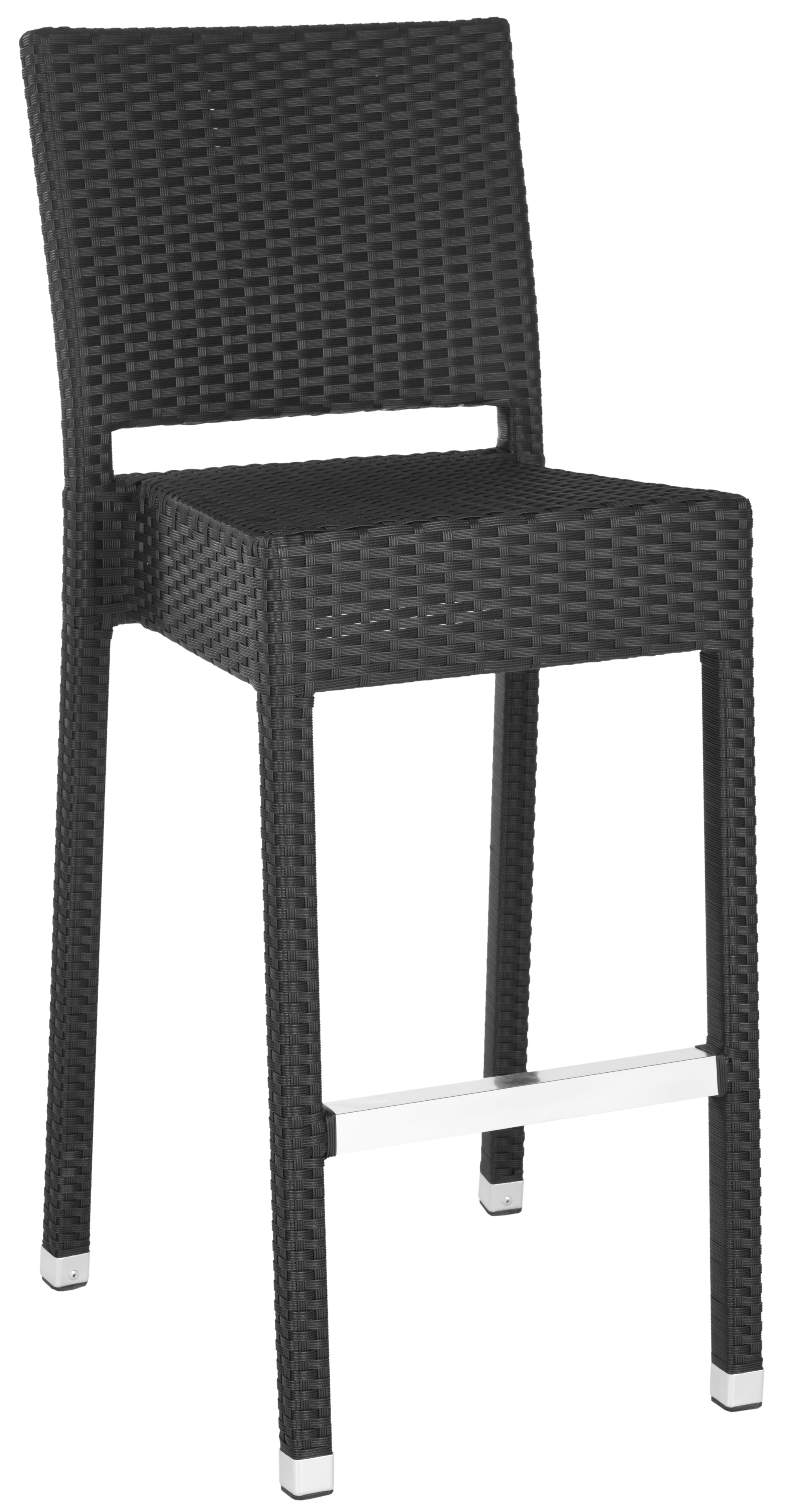 SAFAVIEH Bethel 43.5 in. High Indoor/Outdoor Rattan Bar Stool, Black - Image 3