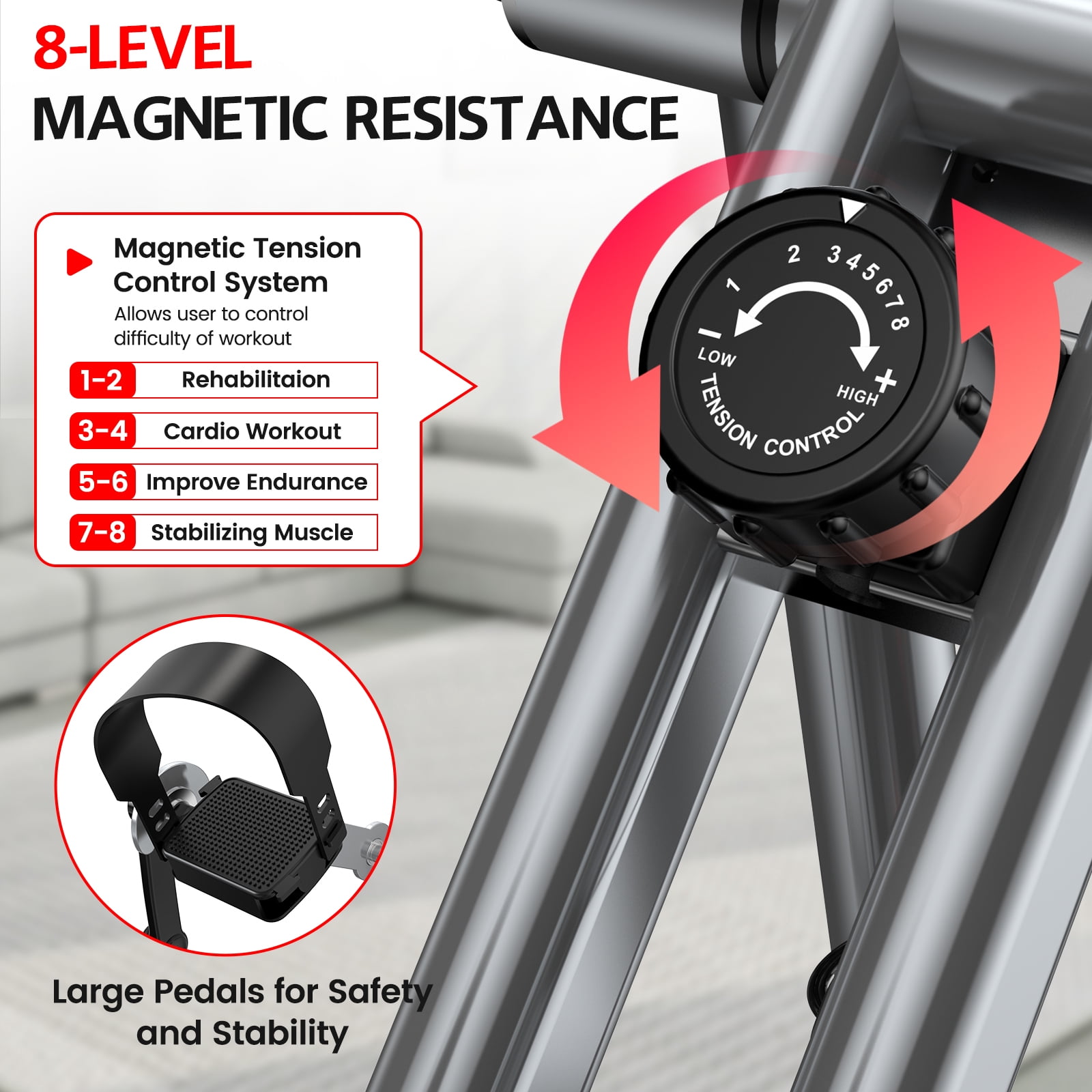 LNOW Elliptical Exercise Machine Foldable Exercise Bike with Arm Exerciser Indoor Cycling Bike Magnetic Stationary Bike 300lbs - Image 6