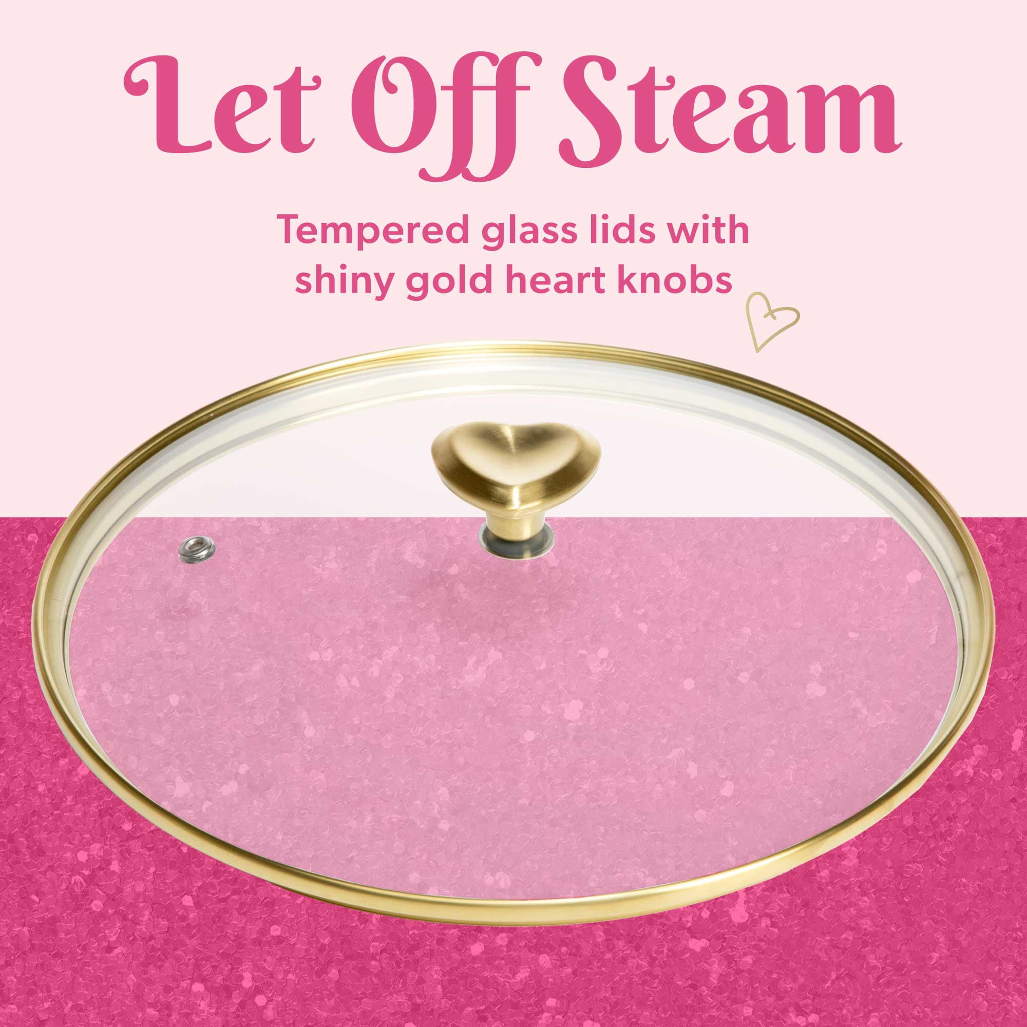 Paris Hilton 10-Piece Clean Ceramic Nonstick Cooking Pots and Pans with Lids Cookware Set with Heart Shaped Lid Knobs, Pink - Image 10