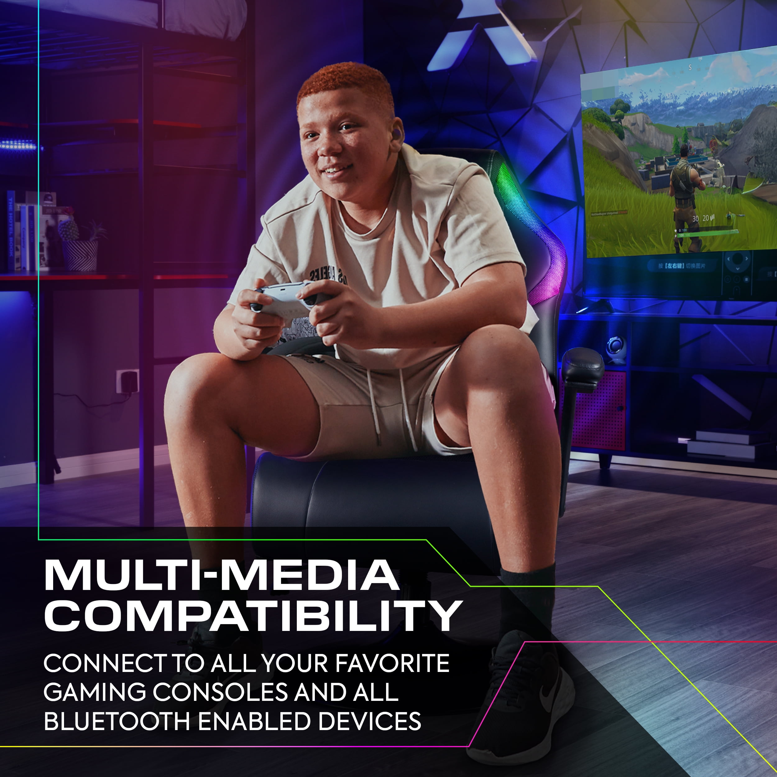 X Rocker Nemesis RGB Pedestal Gaming Chair, Black - Image 10