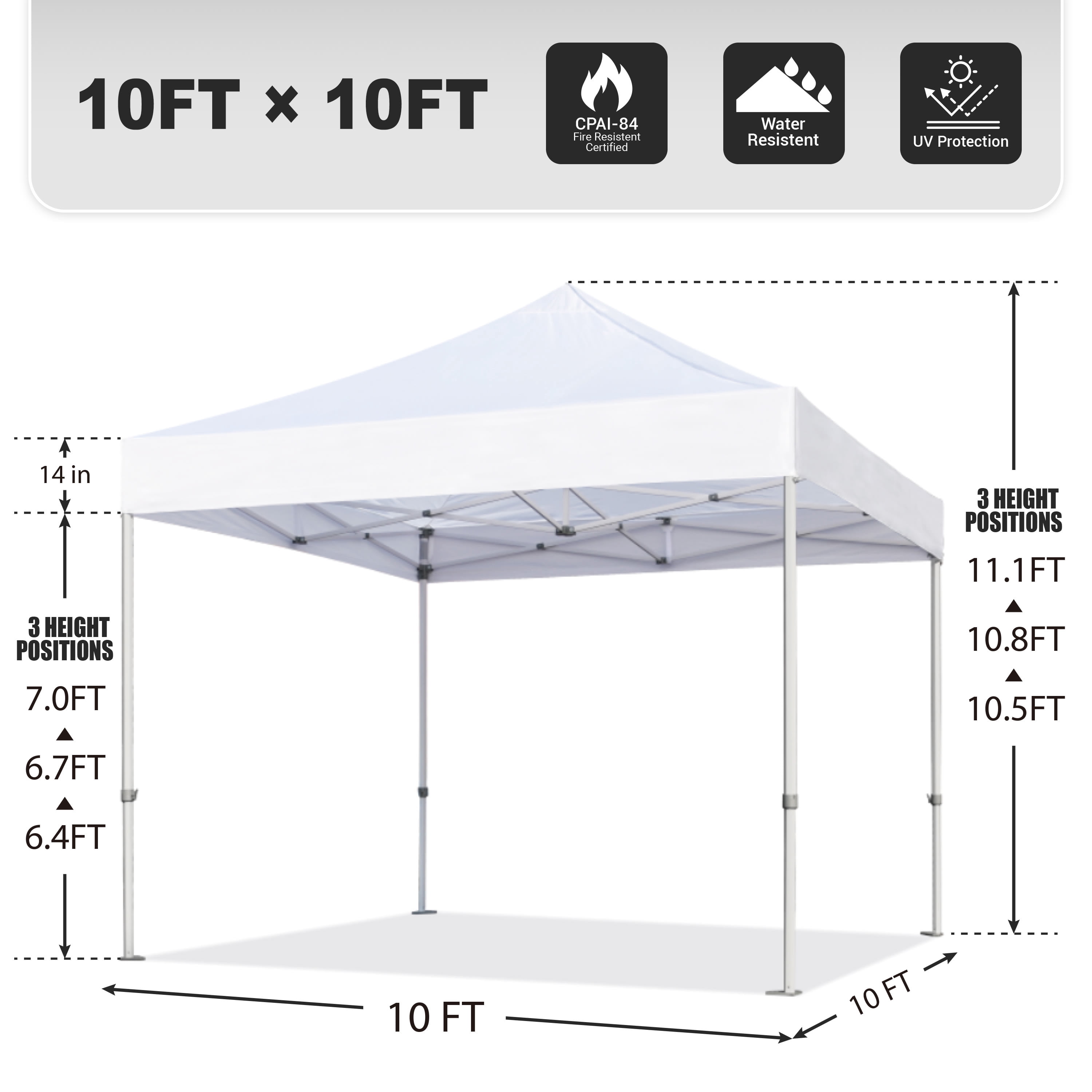 Euromax 10x10ft Pop up Canopy Commercial Tent with 4 Zippered Sidewalls,Black - Image 3