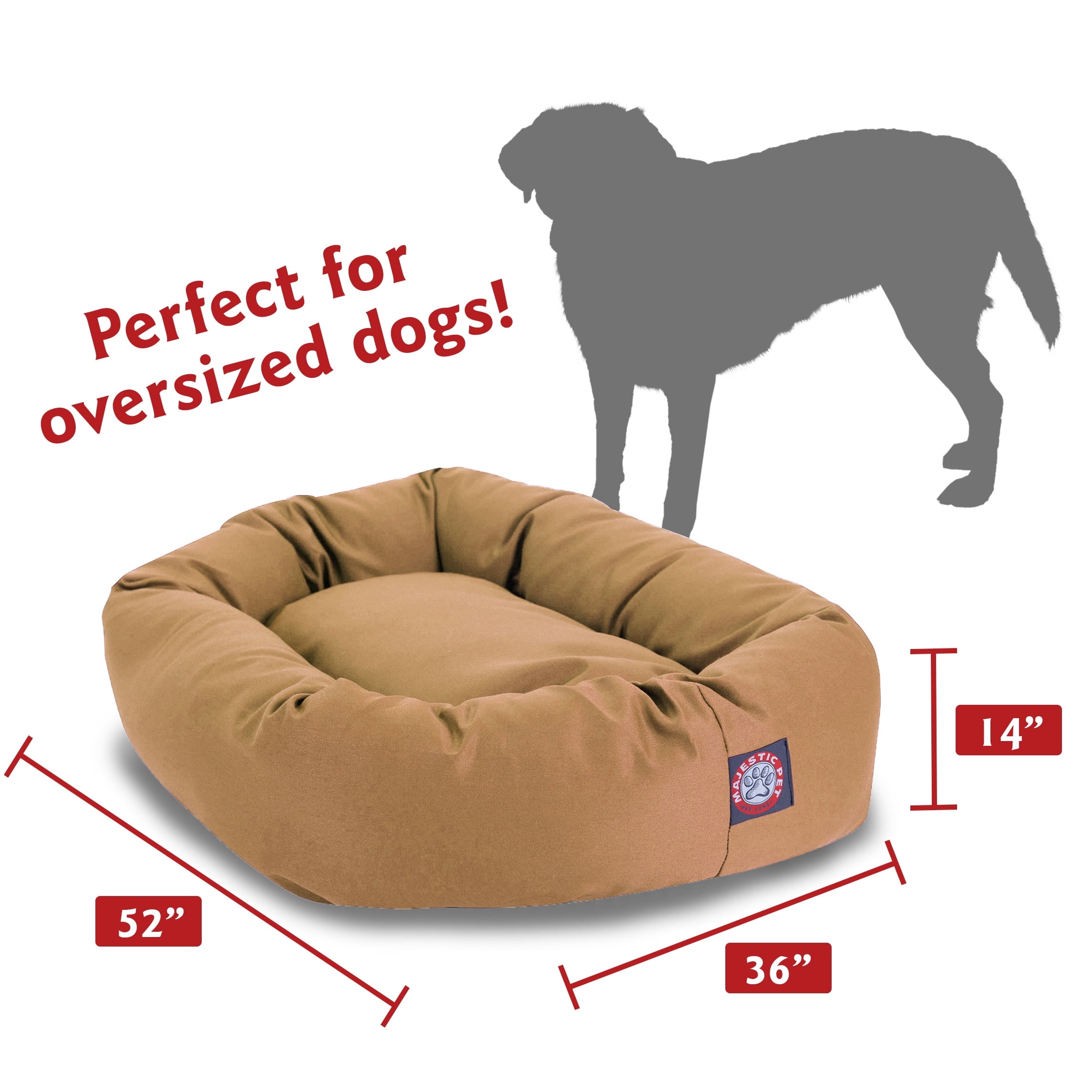 Majestic Pet Poly/Cotton Bagel Pet Bed for Dogs, Calming Dog Bed Washable, Extra Large, Khaki - Image 6