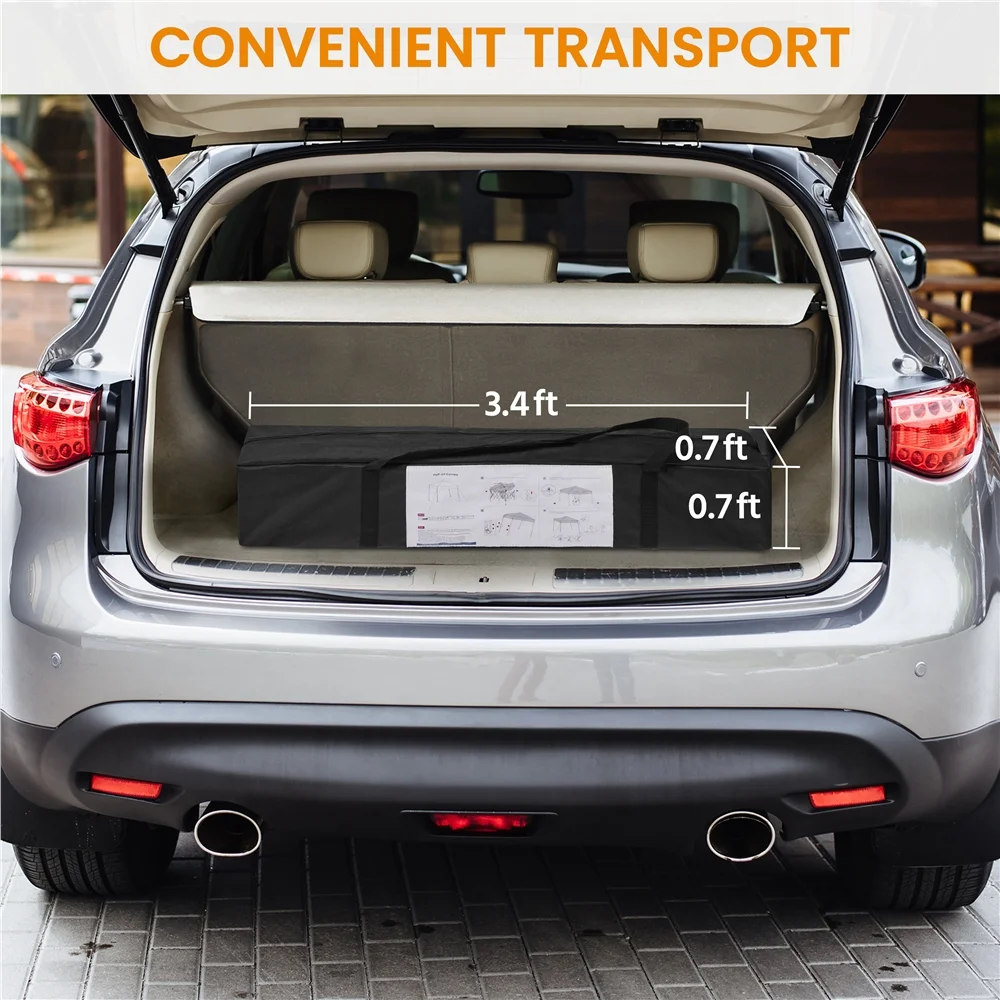 Alden design Pop-Up Canopy Outdoor Tent with Carrying Bag Sandbag Ropes Pegs, White - Image 5