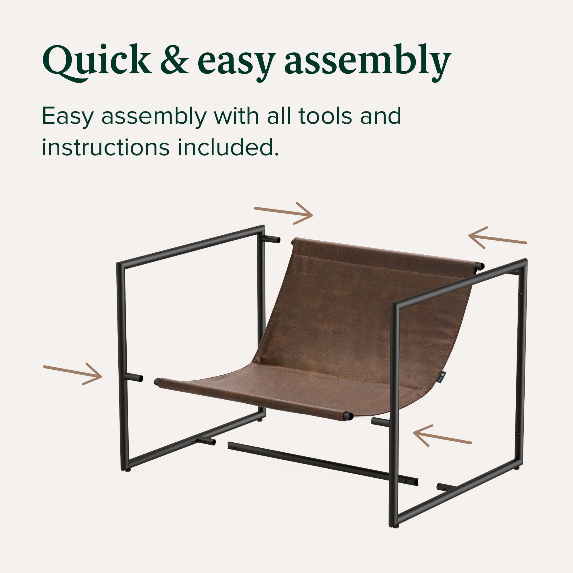 Zinus Aidan Faux Leather Sling Indoor Accent Chair, Cocoa Brown - Image 8