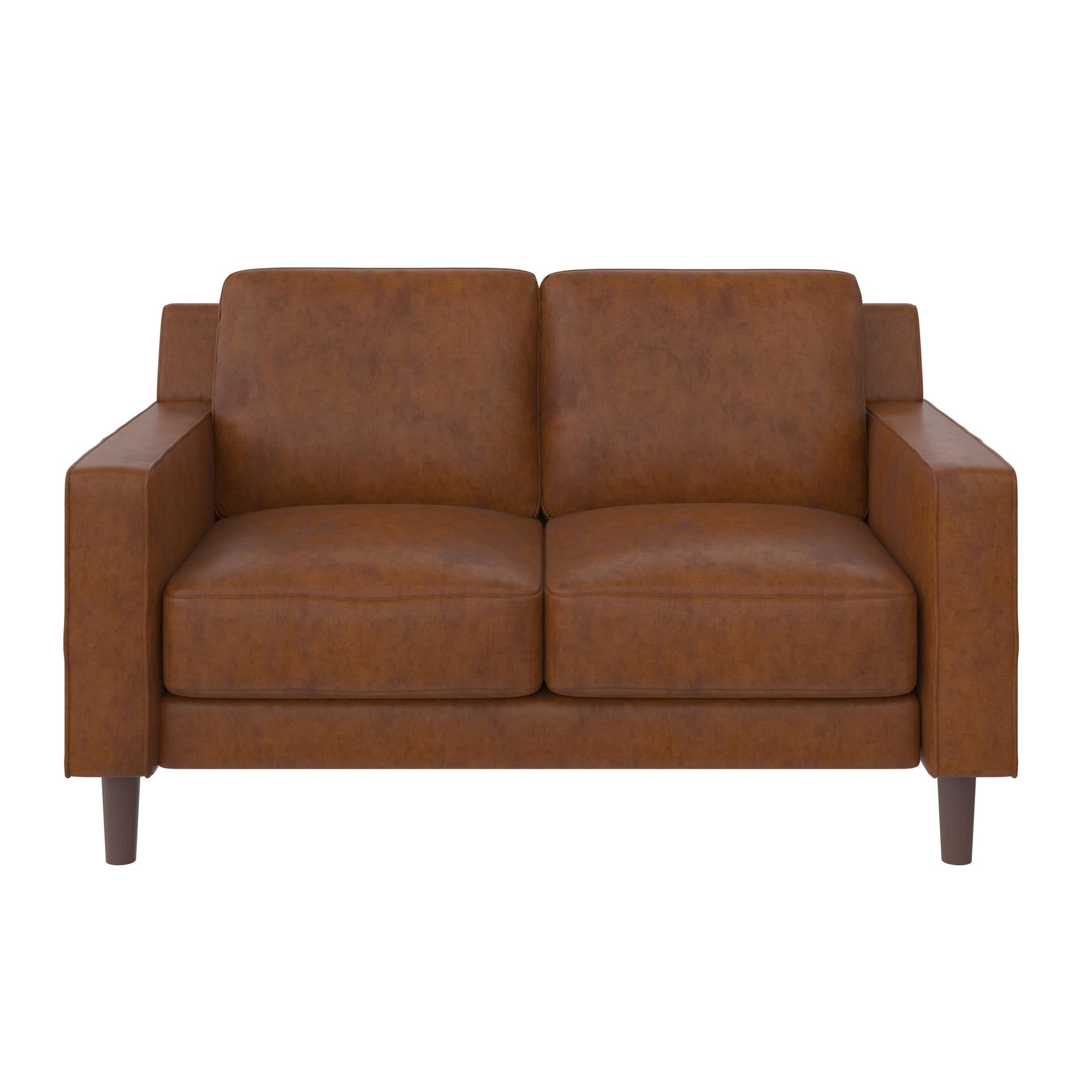 DHP Bryanna Loveseat 2 Seater Sofa , Camel Faux Leather - Image 5