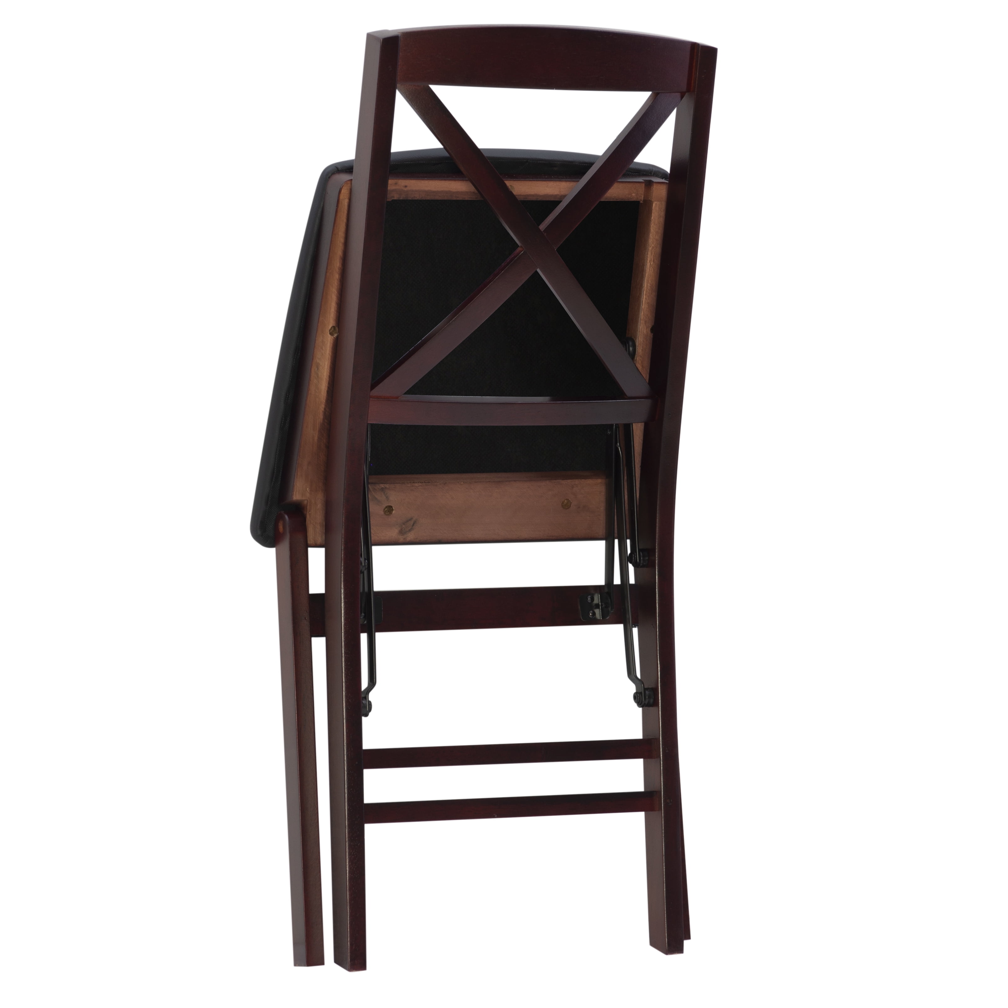 Linon Farrow Indoor Faux Leather Folding Chair with Cross-Back, Set of 2, Merlot/Dark Brown - Image 7