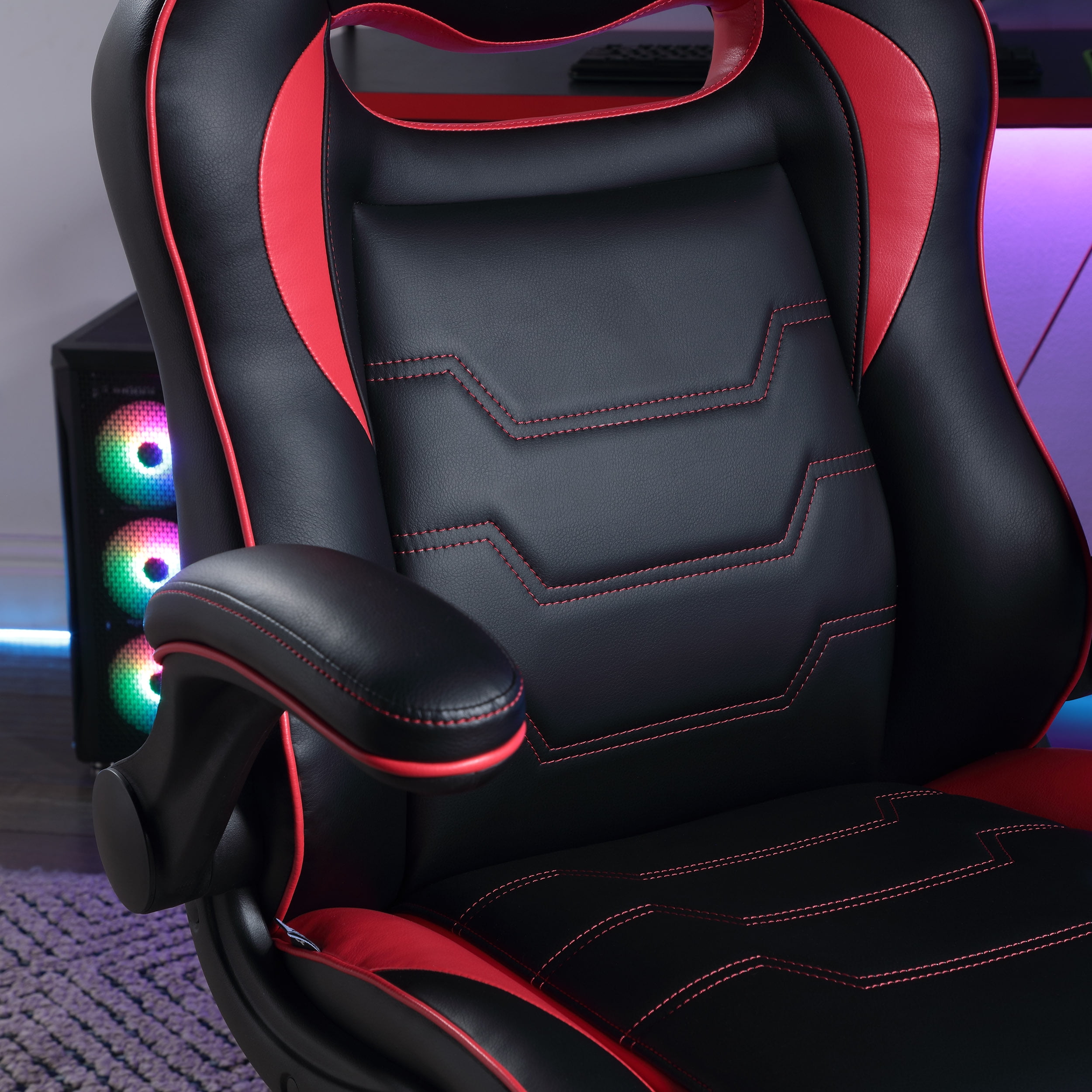 Gamer Gear Sentry Gaming Chair with Flip-Up Armrest and Adjustable Height and Tilt, Teens and Adults, Black and Red Accents - Image 15