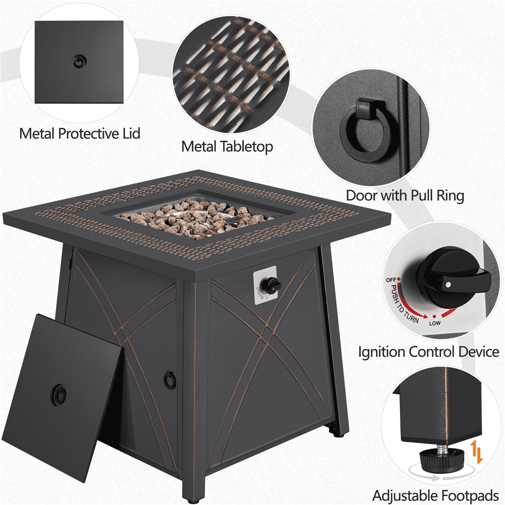 Renwick 28" Propane Fire Pit Table, Copper - Image 8
