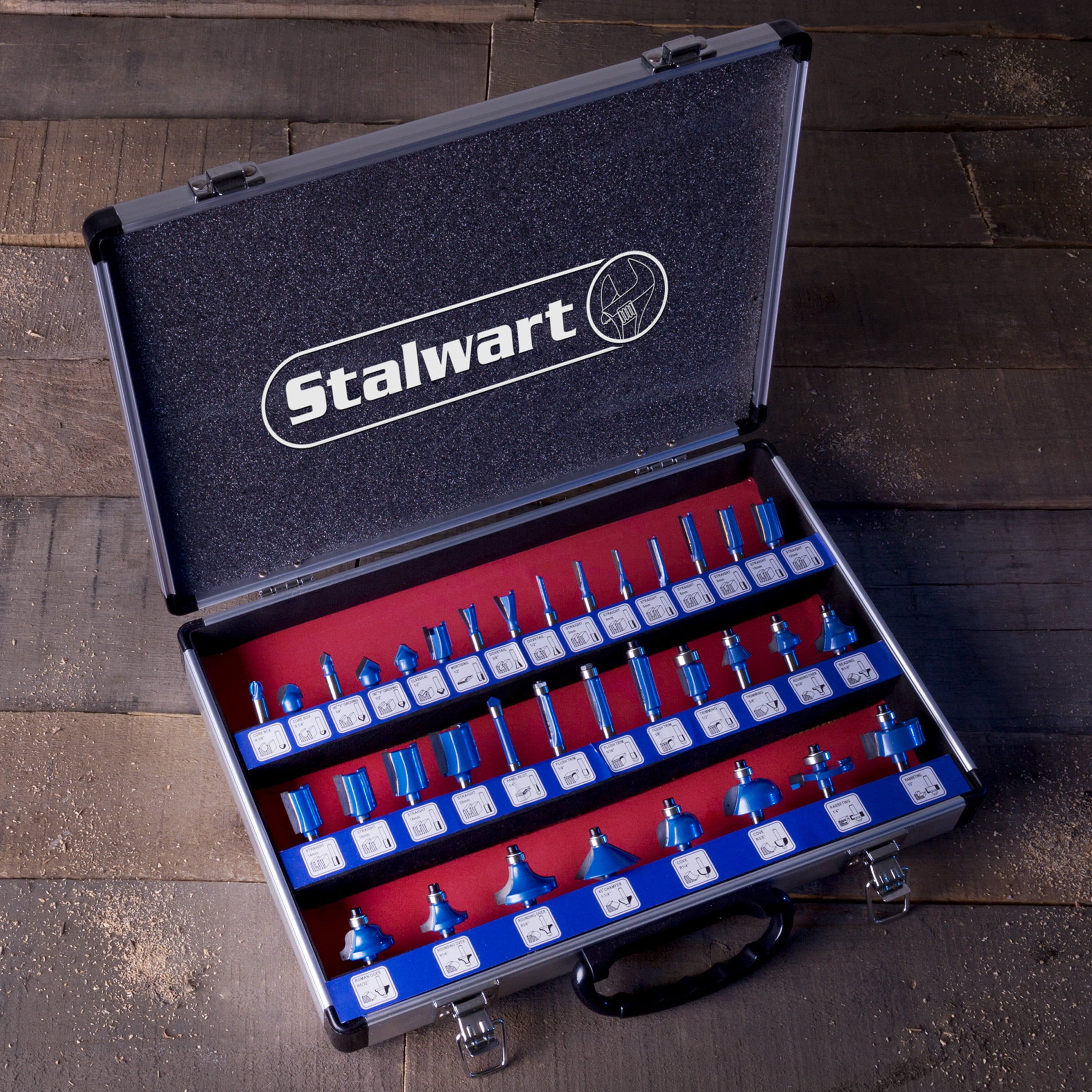 35-Piece Router Bits Set - Woodworking Tools for Wood Routers with Allen Wrench and Aluminum Carrying Case with Labeled Organization by Stalwart - Image 3